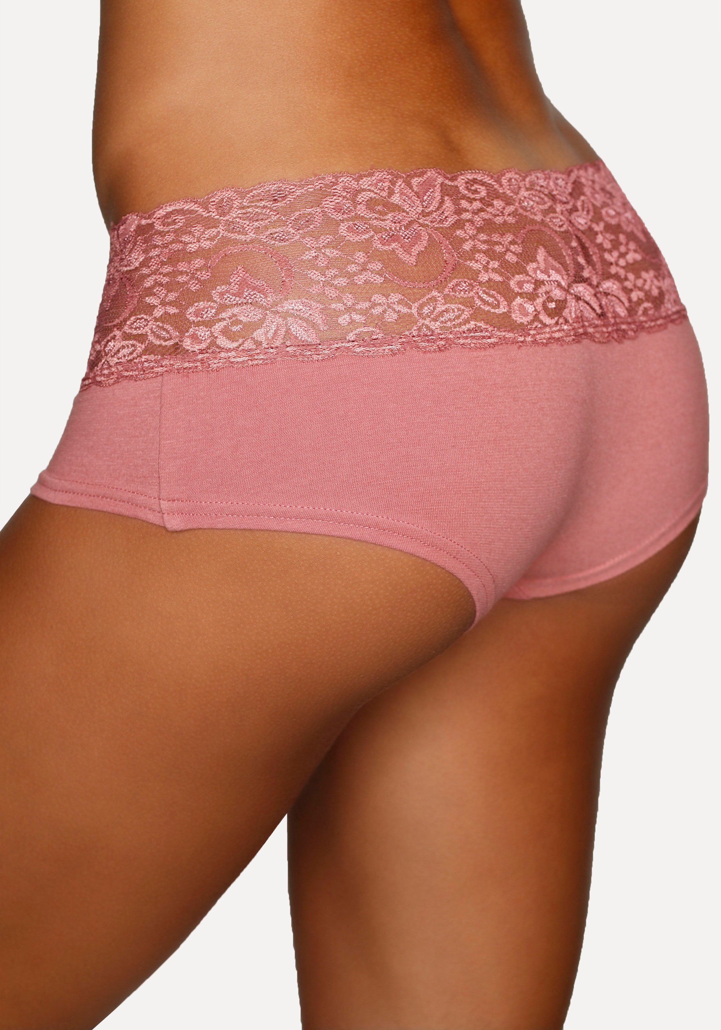 Vivance Panty (3er-Pack) aus elastischer Baumwolle mit floraler Spitze