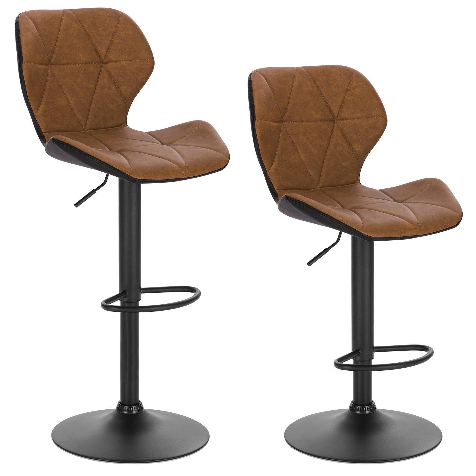 EUGAD Barhocker (2 St), Retro Tresenhocker, höhenverstellbar 360° Kunstleder