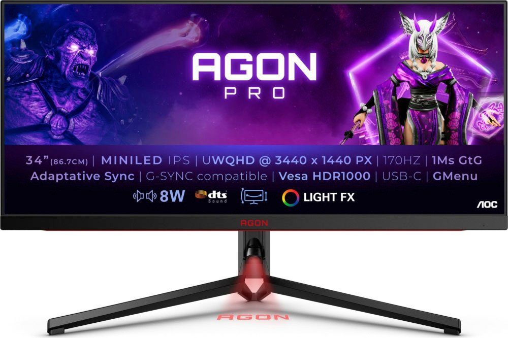 AOC AG344UXM Gaming-LED-Monitor (86,7 cm/34 1 Hz, px, 170 UWQHD, Reaktionszeit, x 3440 \