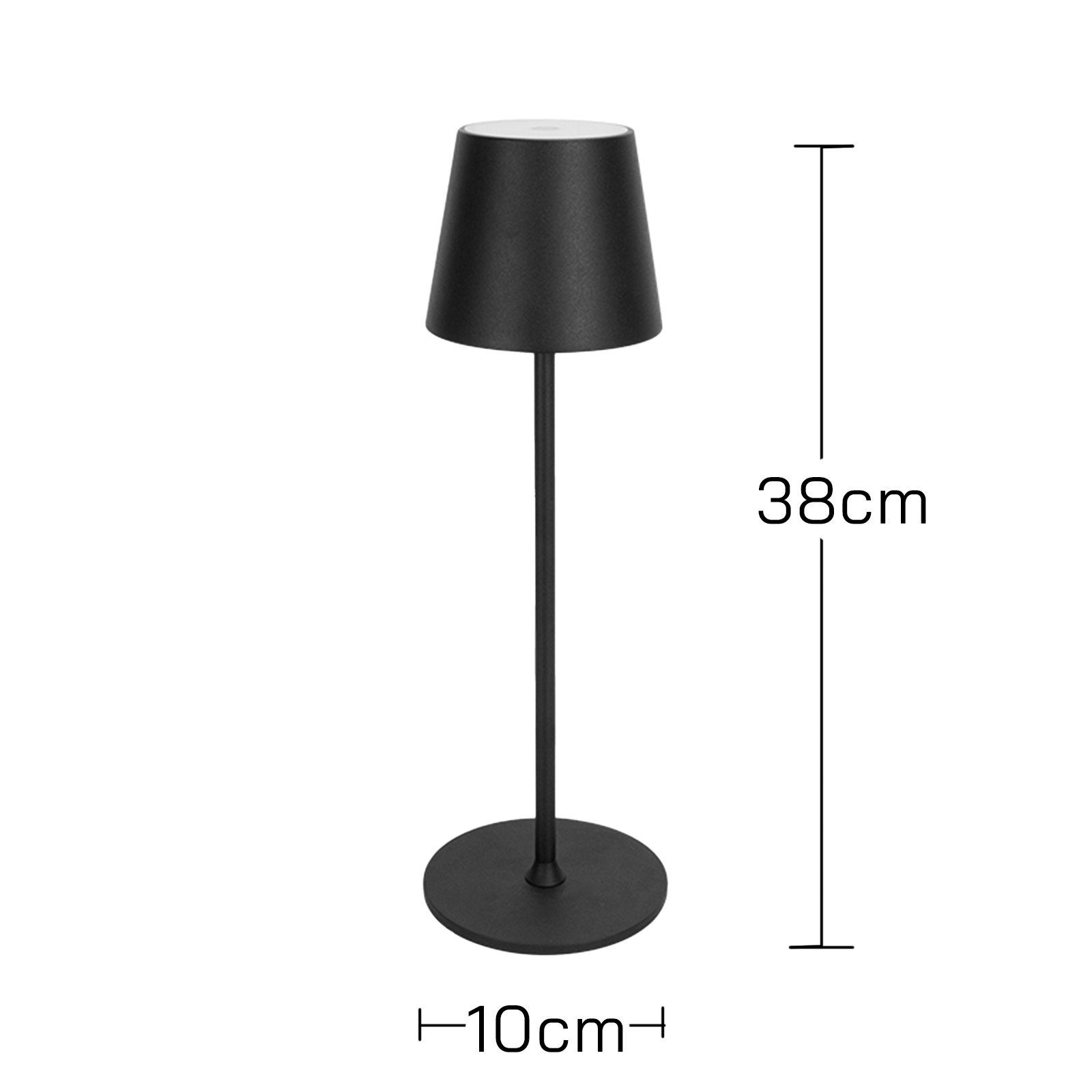 - Wohnzimmer Akku, fest Tischlampe LIGHTSTUDIO LED LED Dimmbar Kabellos 5200mAh Tischleuchten Schlafzimmer, Außen-Tischleuchte Outdoor Schreibtischlampe, gold integriert, LED Schwarz, Wasserdicht