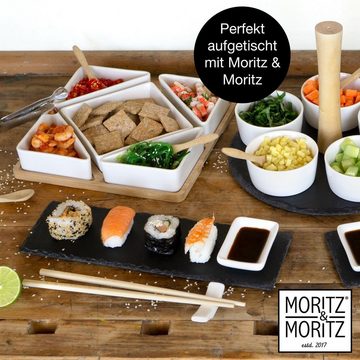 Moritz & Moritz Servierplatte Servierbrett mit Schälchen - Servierset Lavender - Bambusbrettchen, Schiefer, Holz, (Lavender)