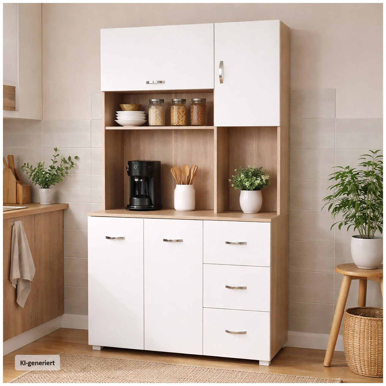 HTI-Living Hochschrank Küchenschrank Sonoma/Weiß Blanca (Stück, 1-St., 1 Schrank) Küchenbuffet