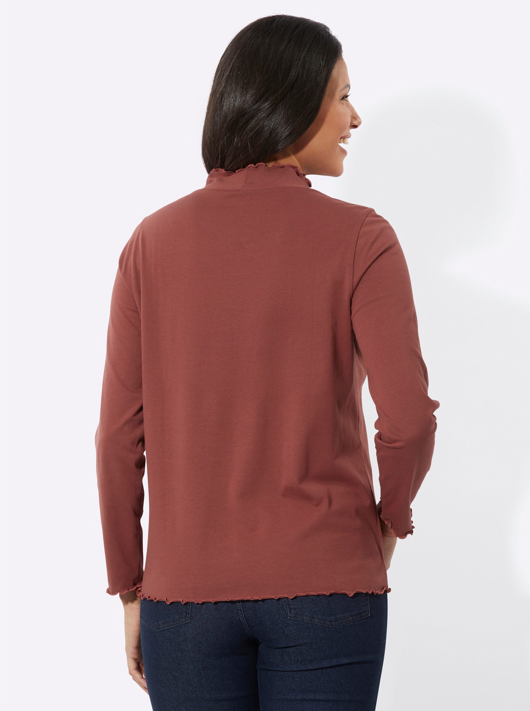 Sieh an! T-Shirt Stehkragen-Shirt Langarm günstig online kaufen