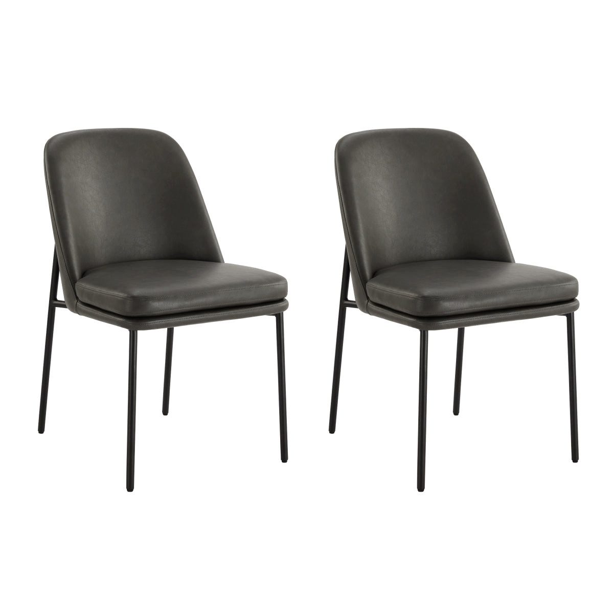 CHITA Esszimmerstuhl 2er Set ergonomisch, Kunstleder, Esszimmerstuhl (2er Set), mit Rückenlehne, Metallgestell, Bürostuhl, Küchenstuhl, 4-Fuß-Stuhl