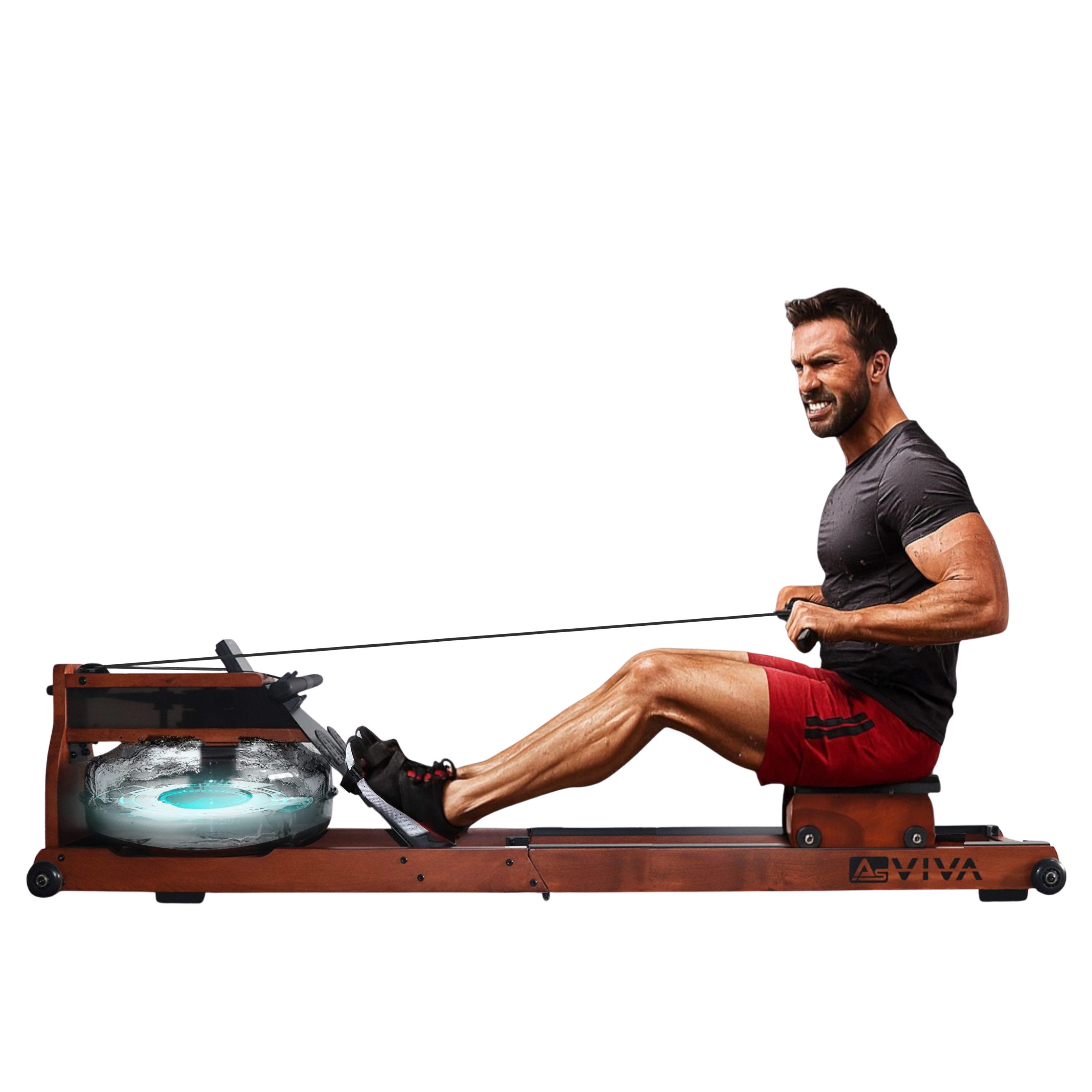 AsVIVA Rudergerät RA18 Wasserrudergerät, klappbar für zuhause, Bluetooth, Fitness Apps-Kompatibel
