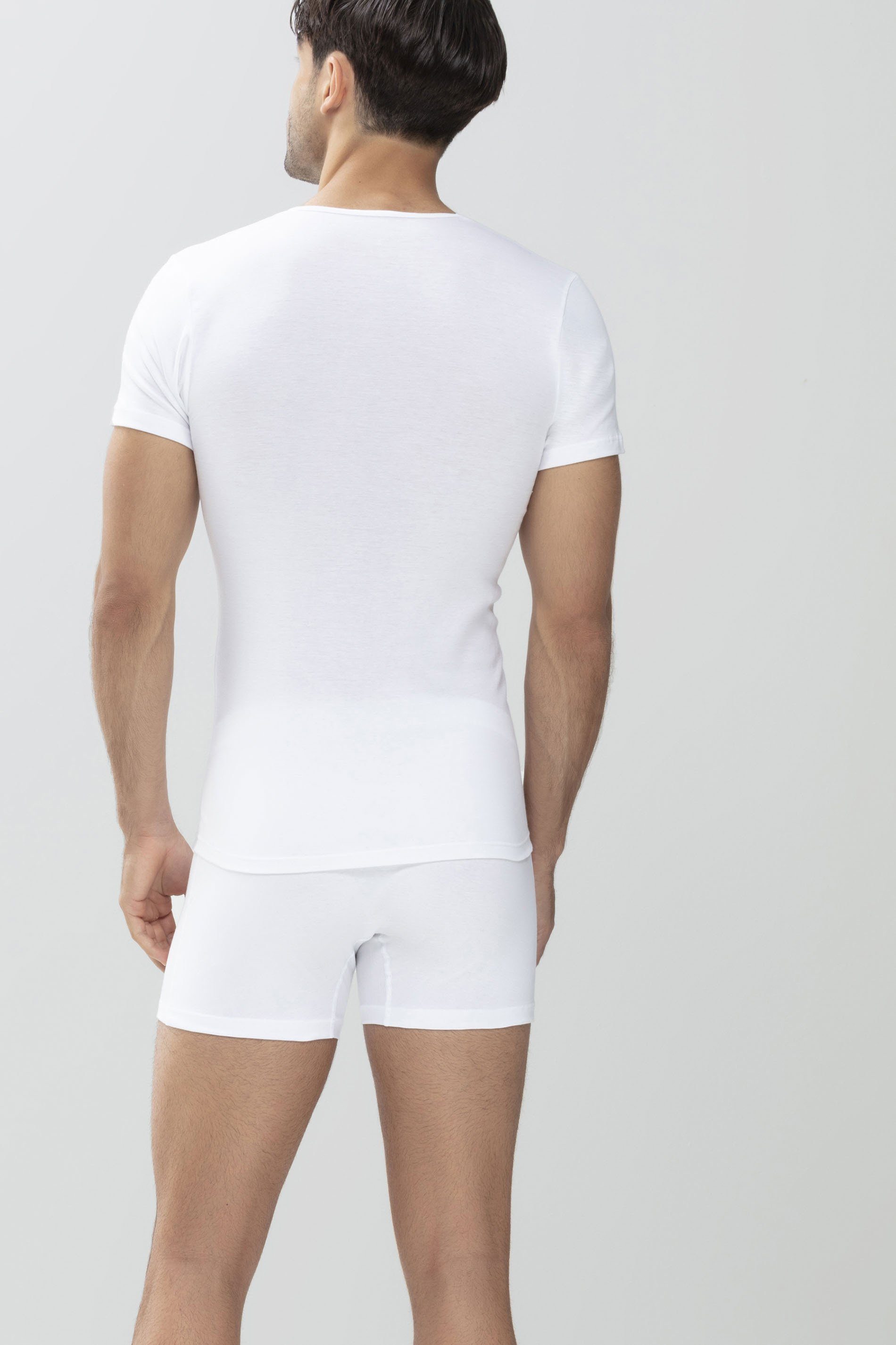 Cotton Serie Mey Casual (1-tlg) unifarben V-Shirt Weiss