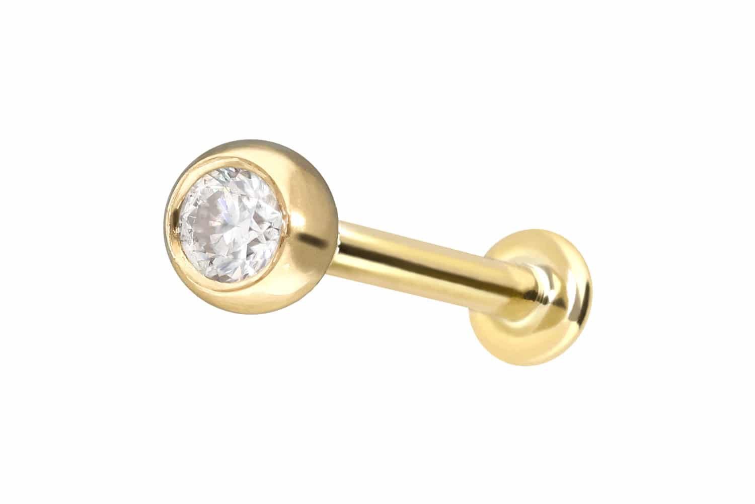 PIERCINGLINE Piercing-Set 14 Karat Gold Labret mit Innengewinde MOISSANIT (Labrets, 1-tlg)