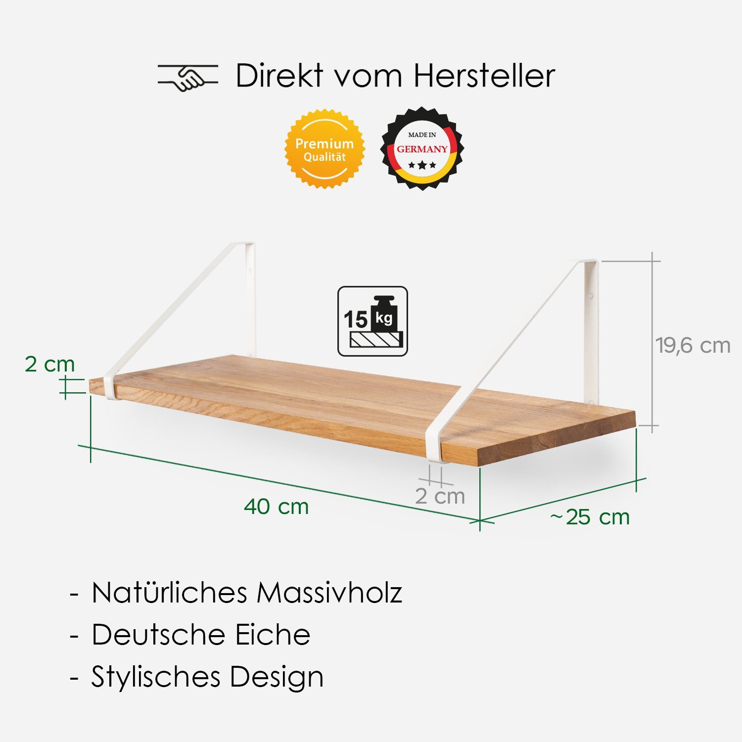 Rikmani Wandregal RAY Schweberegal Eiche weiss, günstig online kaufen