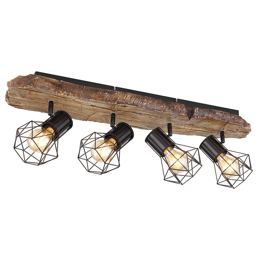 GLOBO LIGHTING Deckenspot, Leuchtmittel nicht inklusive, Landhaus Deckenleuchte braun schwarz