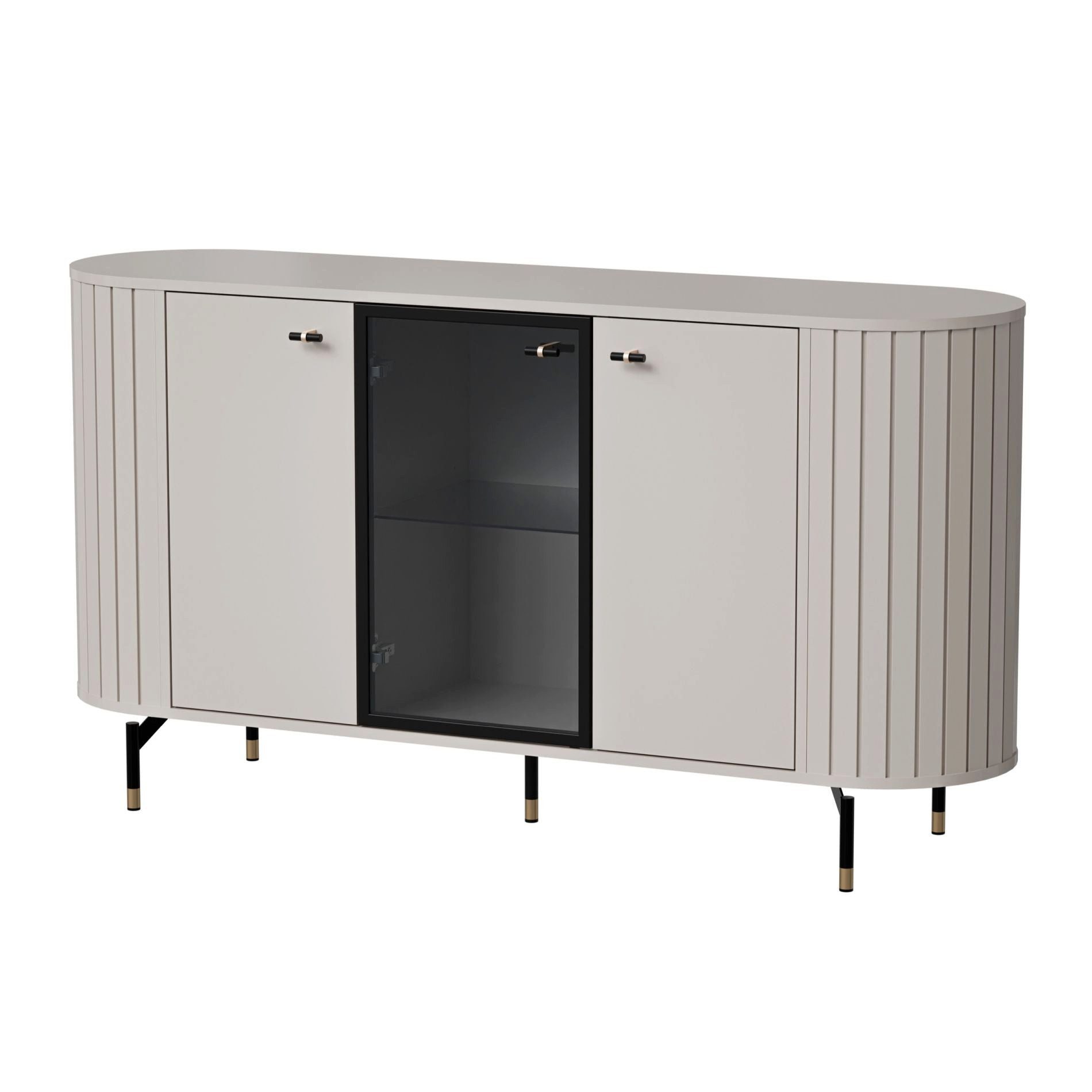 Selsey Sideboard ZANTE, Wohnzimmerschrank, Anrichte mit Riffelfronten und Metallbeinen