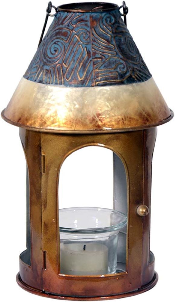 MystiCalls Dekofigur Deko Kerzenhalter als Lampe Laterne zum Aufhängen Metallfigur (1 St), Hergestellt aus Metall und Muschelschalen