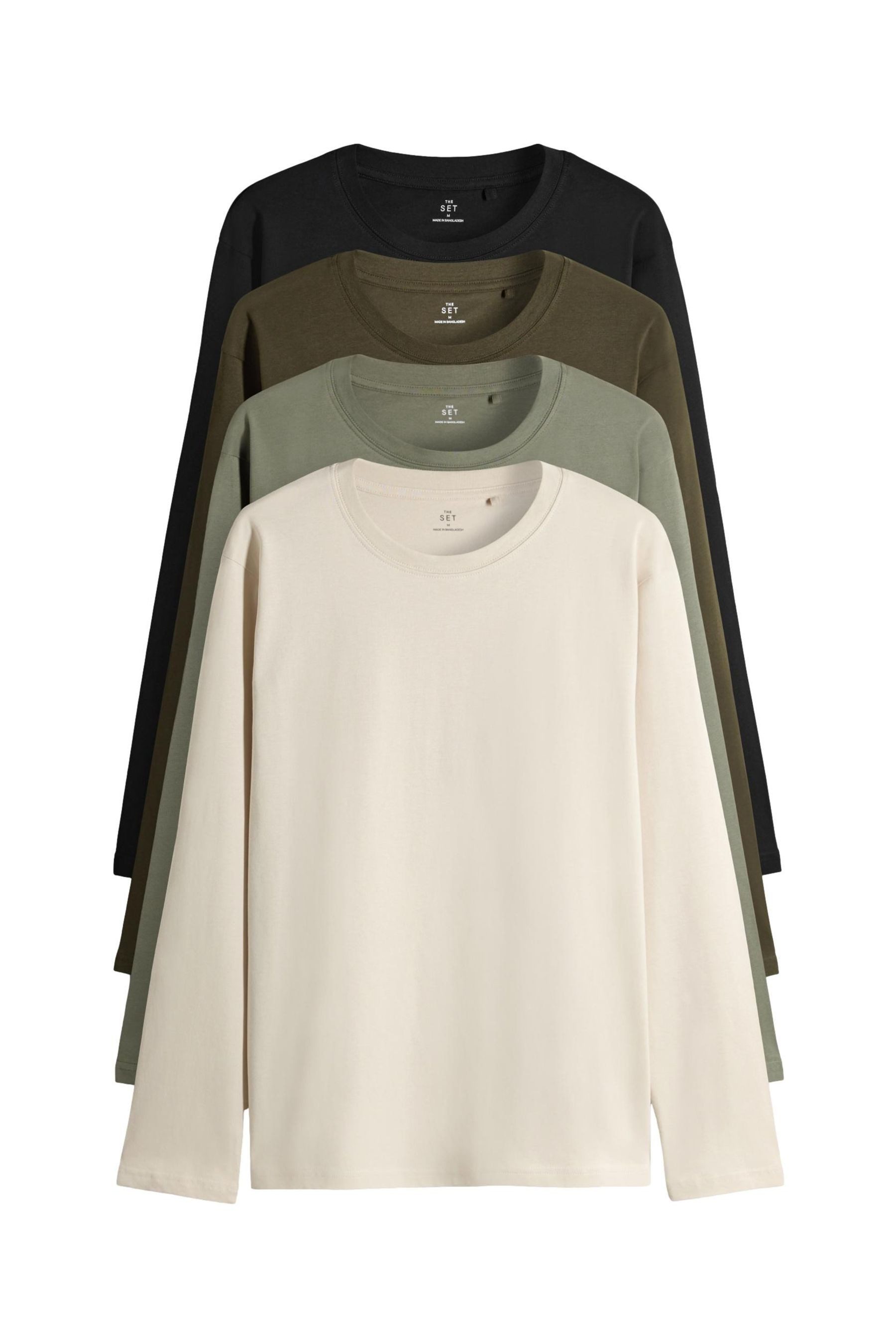 The Set Langarmshirt The Set Regular Fit Langarmshirts, 4er-Pack (4-tlg) günstig online kaufen