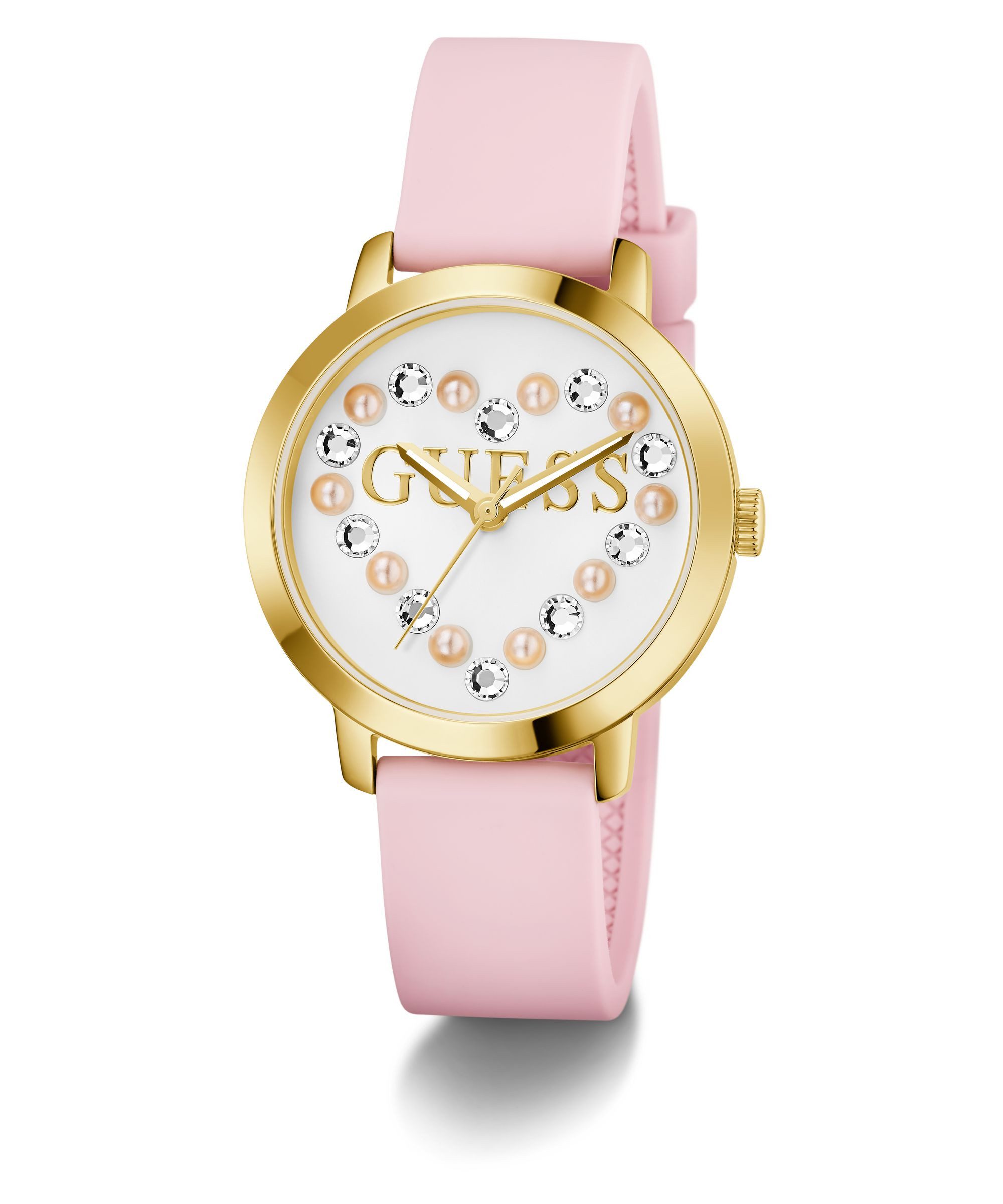 Guess Quarzuhr DEVOTION GW0998L2, Armbanduhr, Damenuhr, Silikonarmband, analog