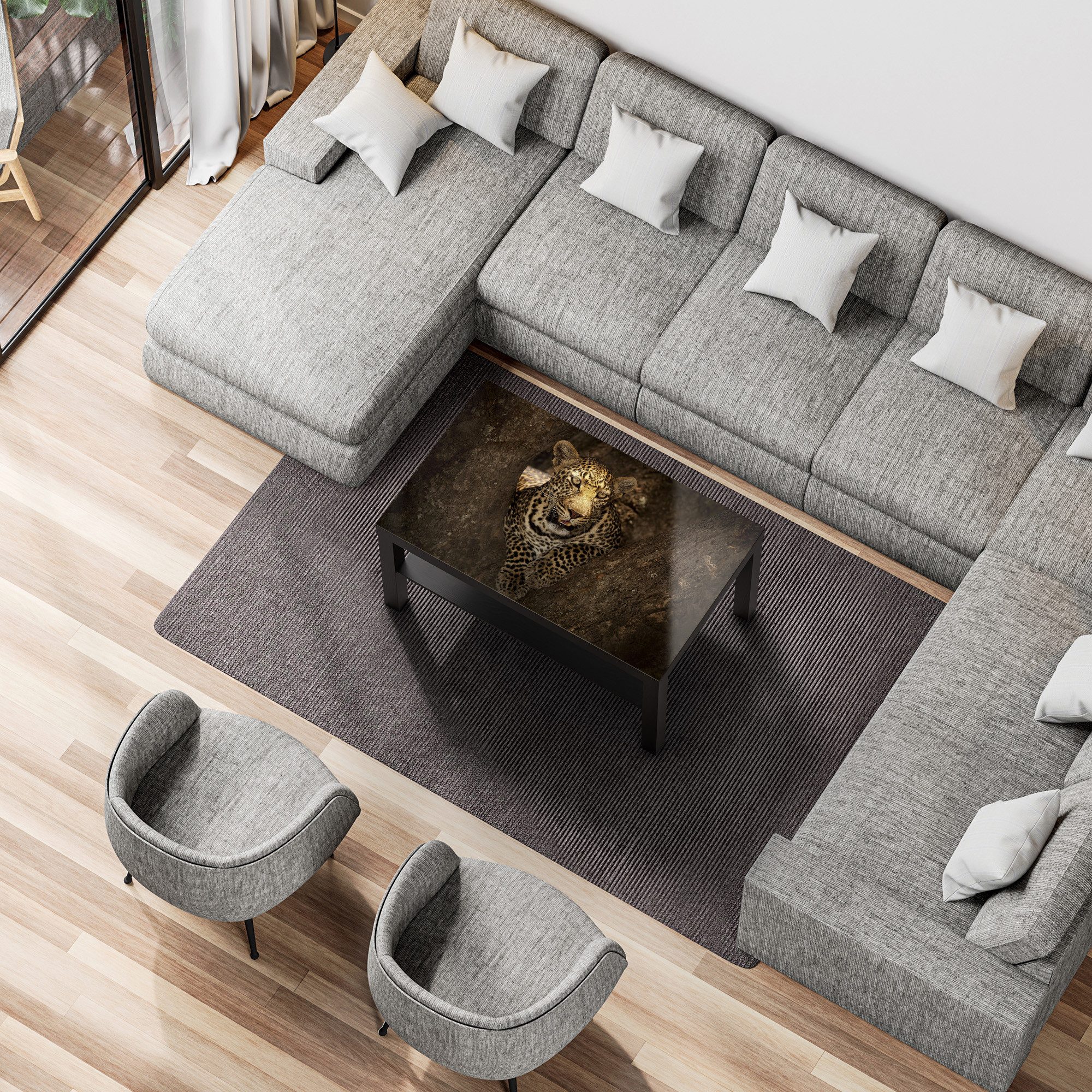 DEQORI Couchtisch 'Versteckter Jäger', Glas Beistelltisch Glastisch modern