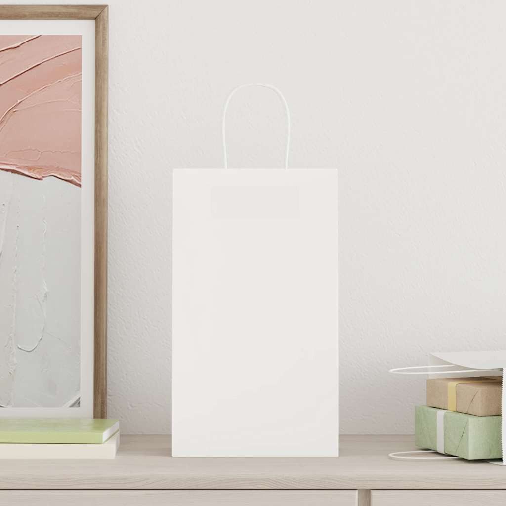 vidaXL Tragetasche Papiertragetaschen 50 Stk. mit Henkeln Weiß 21x11x36 cm (50-tlg)