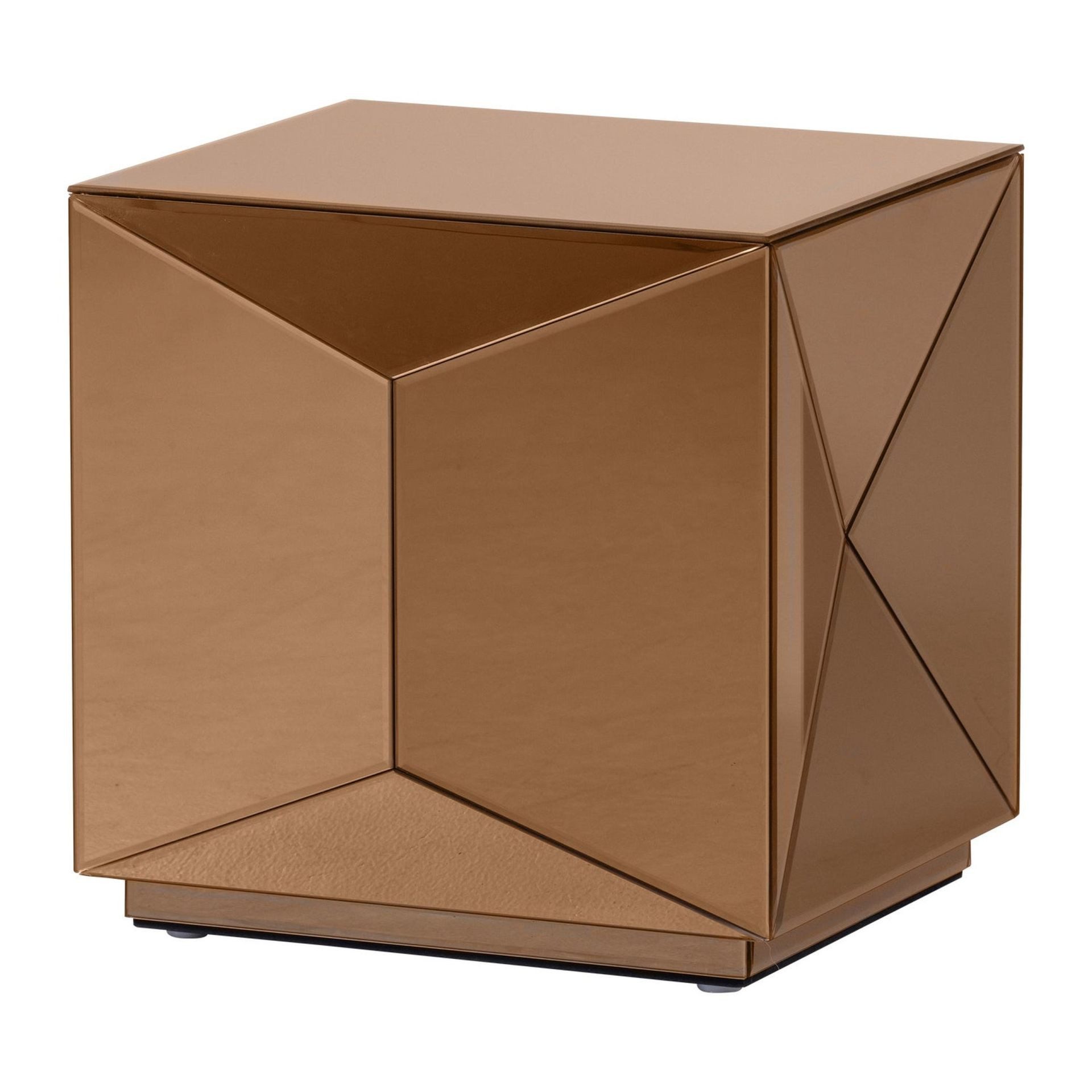 WOOOD Couchtisch Retro Beistelltisch Glintz Spiegelglas Braun