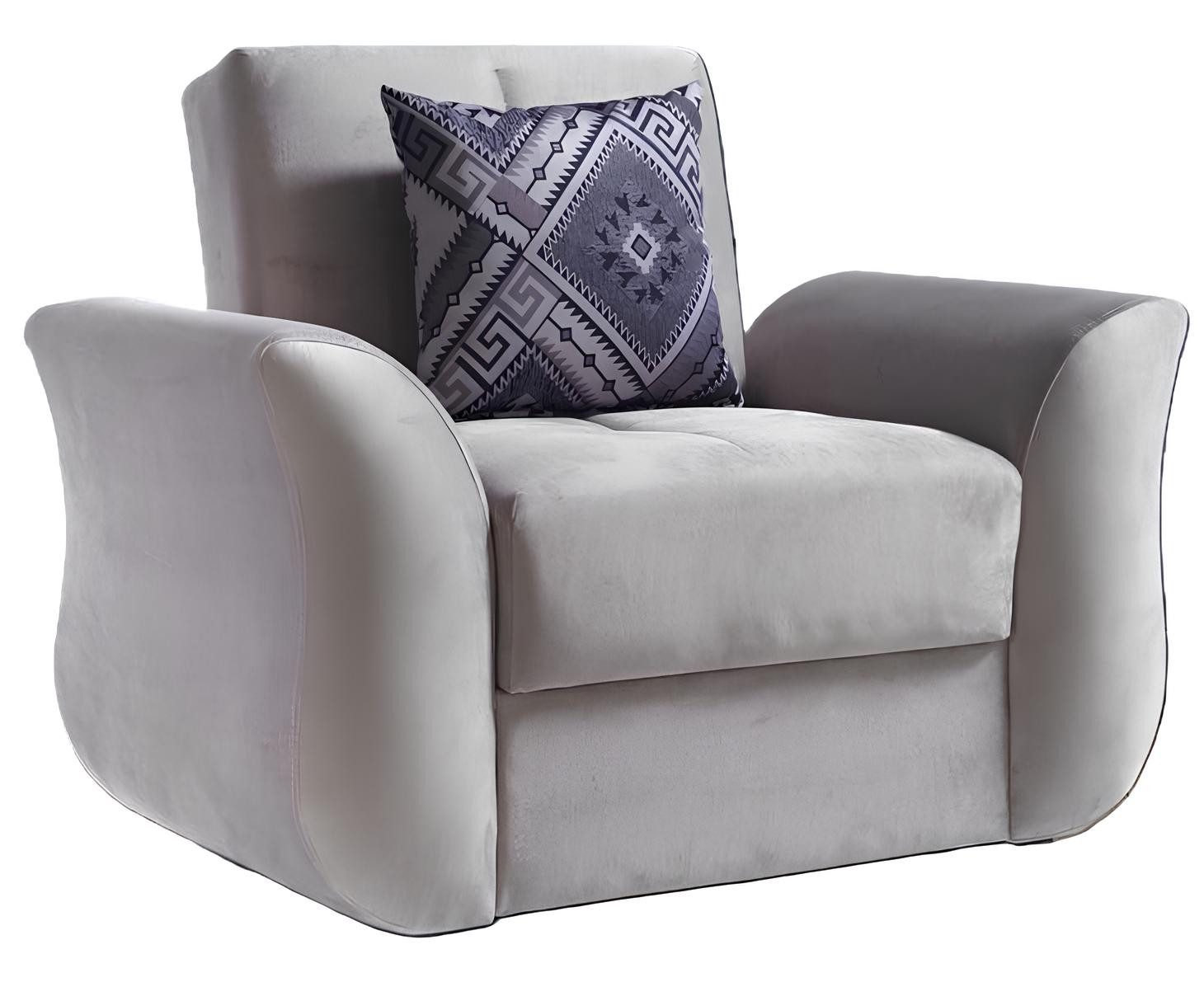 Relaxsessel Eleganter weißer Sessel mit hochwertiger Polsterung und Holzfüßen