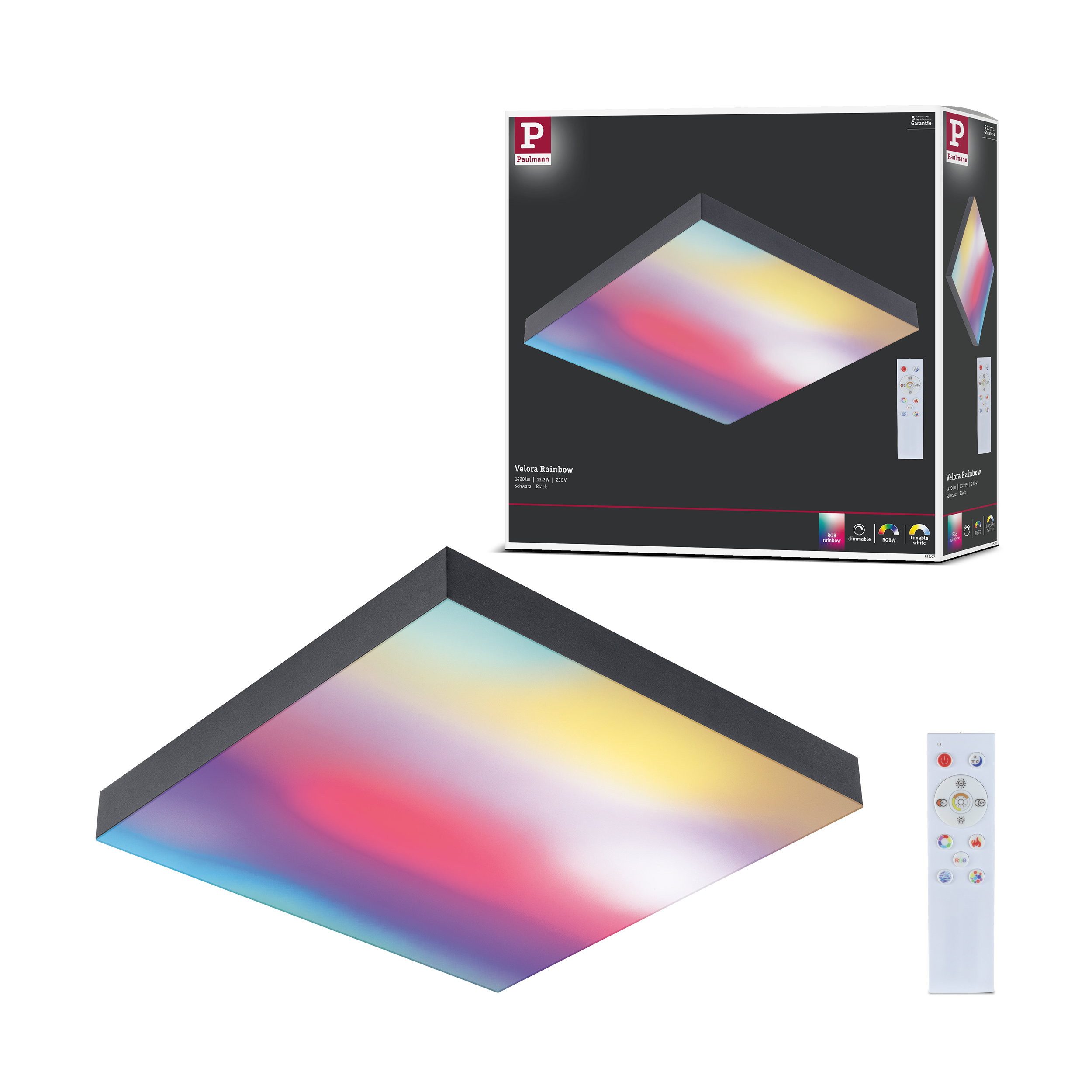 Paulmann LED Panel LED Panel Velora Rainbow dynamicRGBW eckig 295x295 mm 13,2W 1140lm RGB