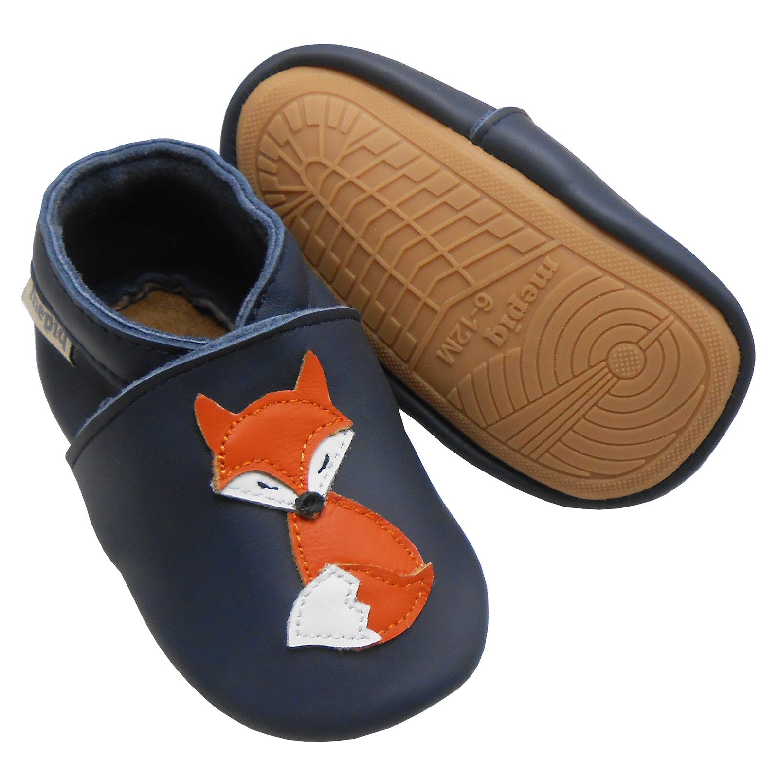mepiq MEPIQ Baby Lauflernschuhe aus Leder mit Gummisohle rutschfest Krabbelschuh