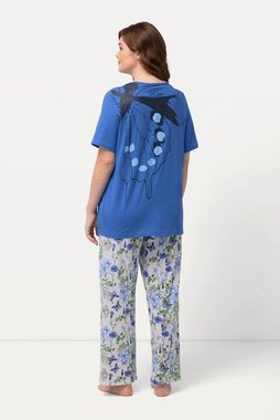 Ulla Popken Pyjama Pyjama Schmetterlinge V-Ausschnitt Halbarm