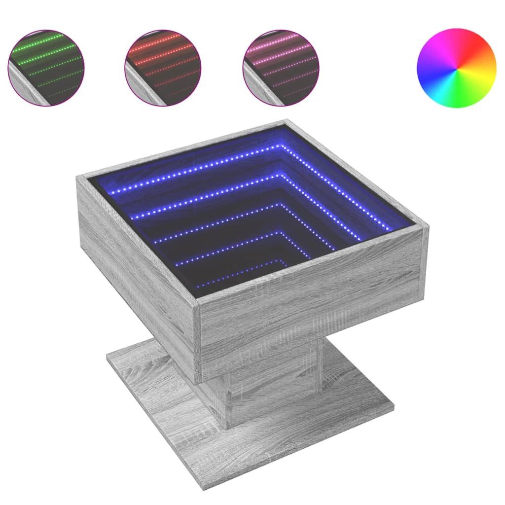 vidaXL Couchtisch LED-Couchtisch Grau Sonoma 50x50x45 günstig online kaufen