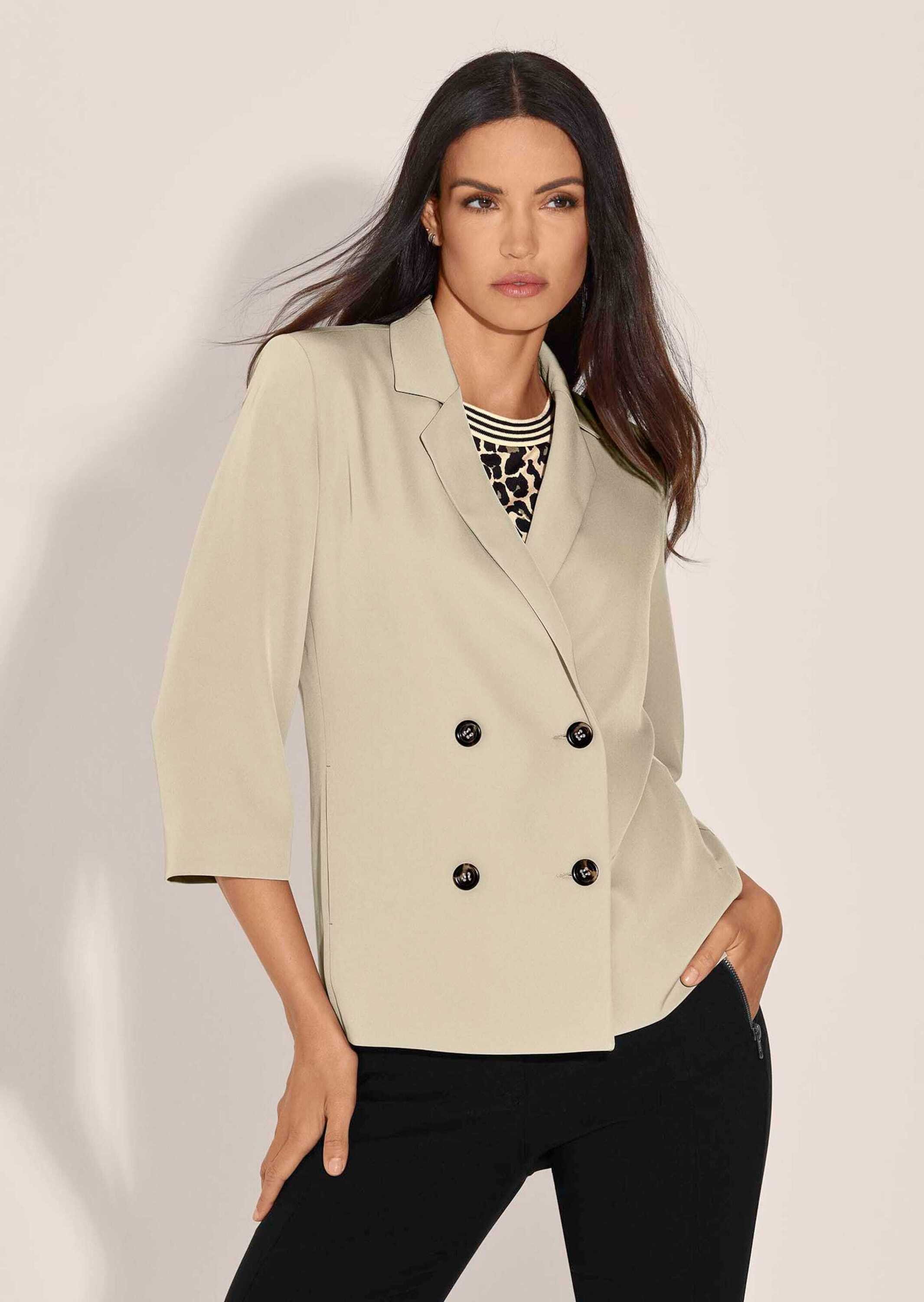 Kurzblazer Zweireihiger Blazer mit 3/4-Ärmeln