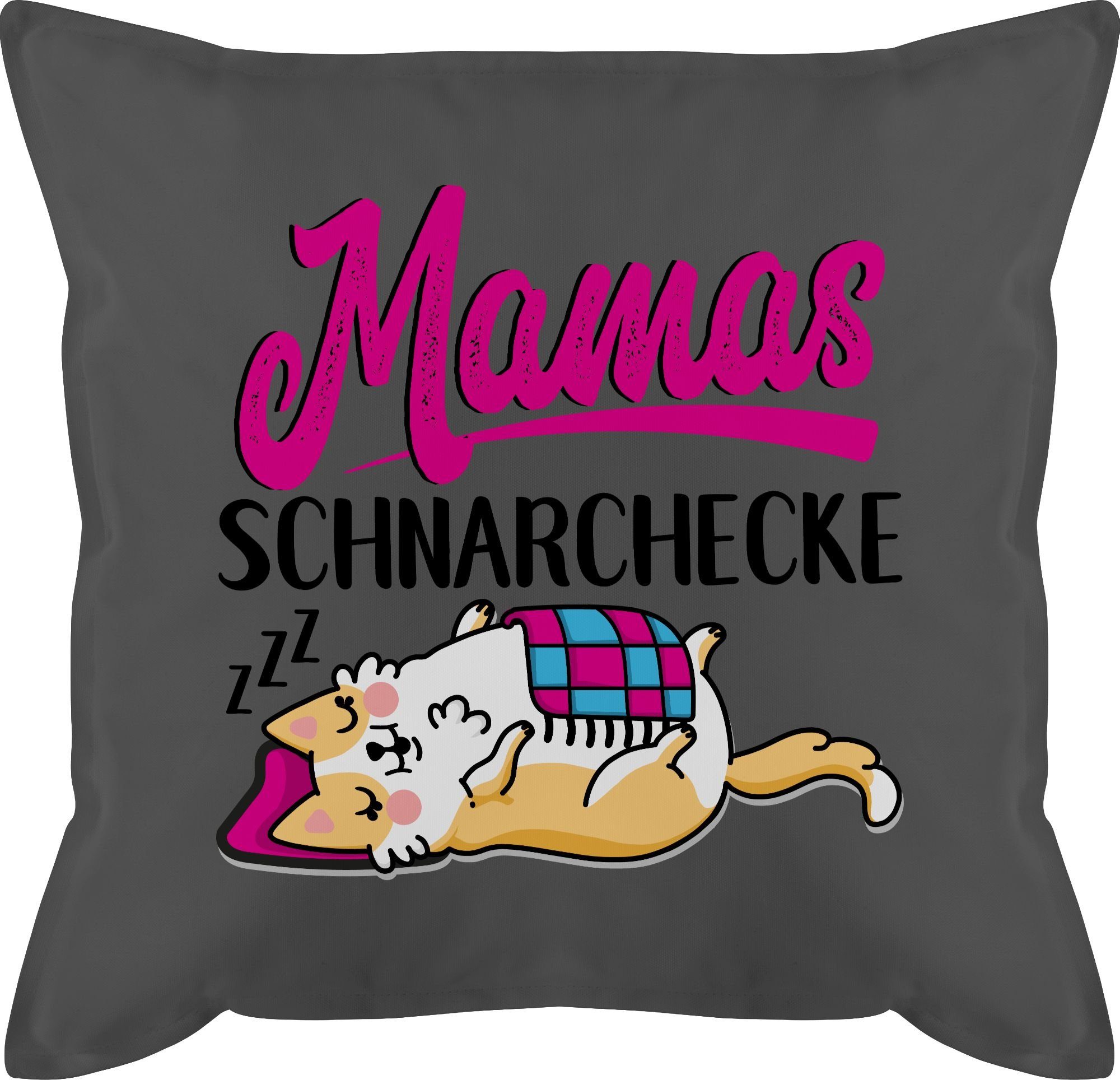 Shirtracer Dekokissen Mamas Schnarchecke - schwarz/fuchsia, Muttertagsgeschenk 1 Grau