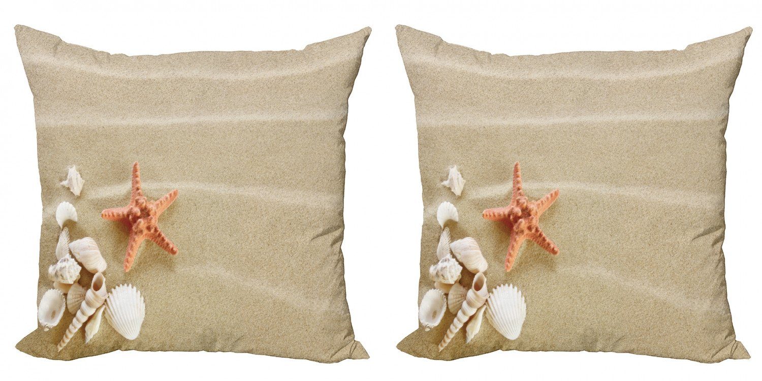 Kissenbezüge Modern Accent Doppelseitiger Digitaldruck, Abakuhaus (2 Stück), Schale Exotische Muscheln mit Sand