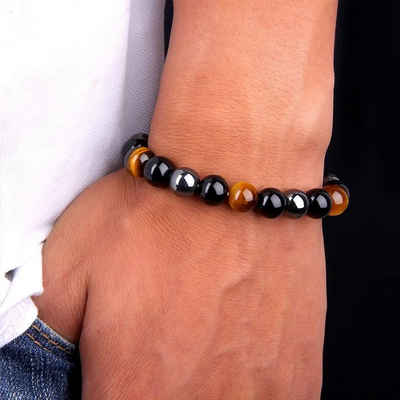 Alster Herz Armband Set Modisches Armband mit Tigerauge, Hämatit und schwarzem Obsidian, J0365, Für Frauen und Männer, ideal als Geschenk