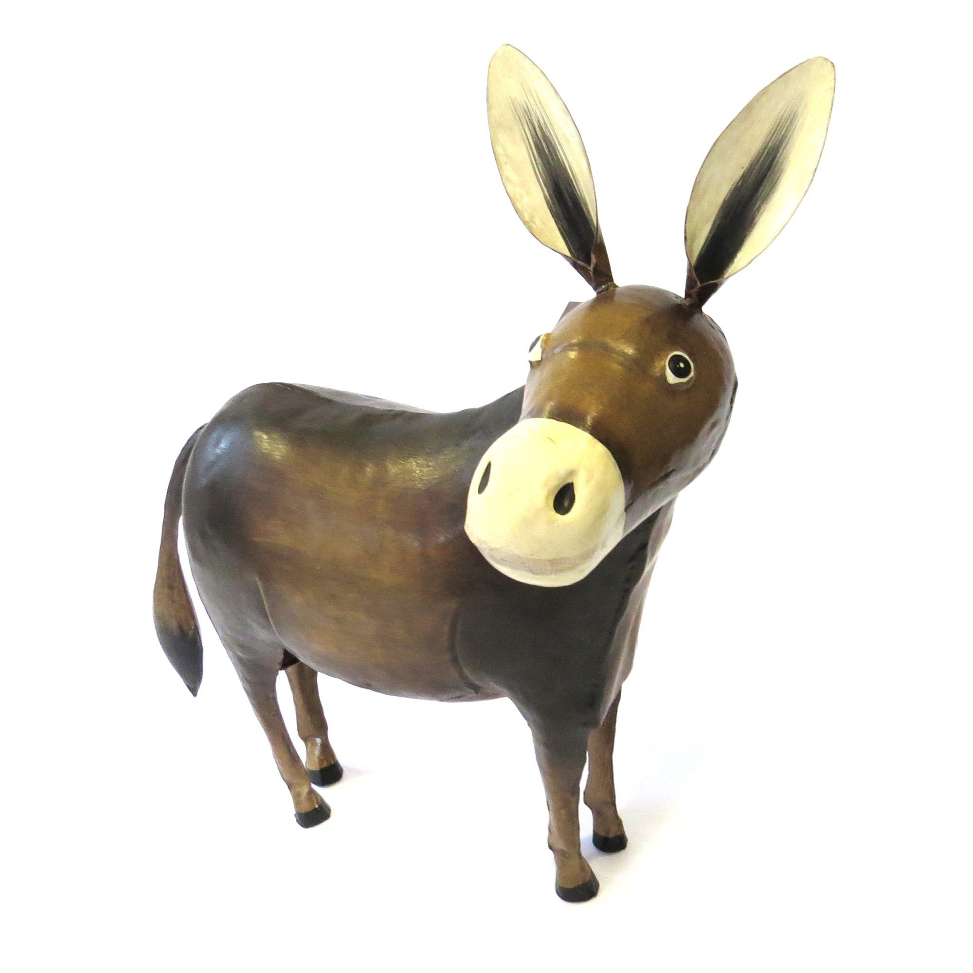 Exner GmbH Garten- & Wohnaccessoires Gartenfigur Deko Figur Esel Lustig Handarbeit Metall Braun 55 cm, Handarbeit