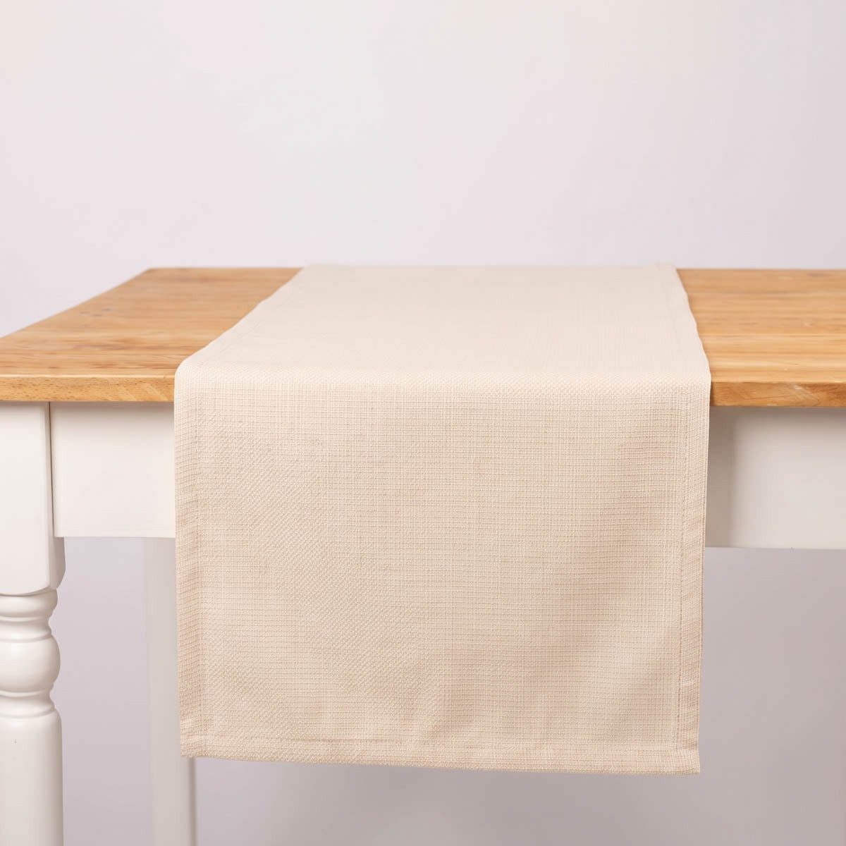 SCHÖNER LEBEN. Tischläufer Outdoor Tischläufer Wollweiß 40x160 wetterfest, handmade