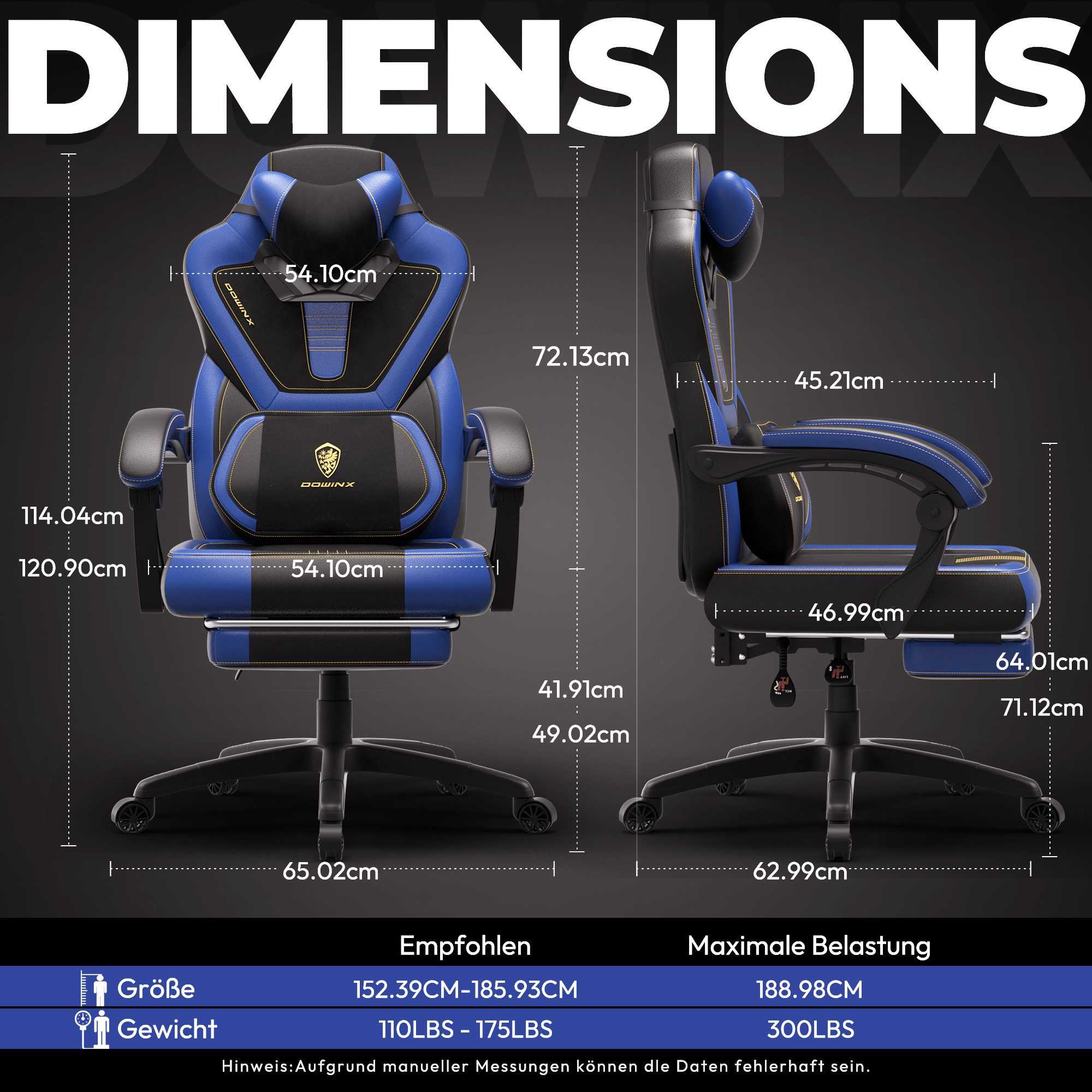 Dowinx Gaming-Stuhl Ergonomischer Computerstuhl mit Fußstütze und Massage, günstig online kaufen