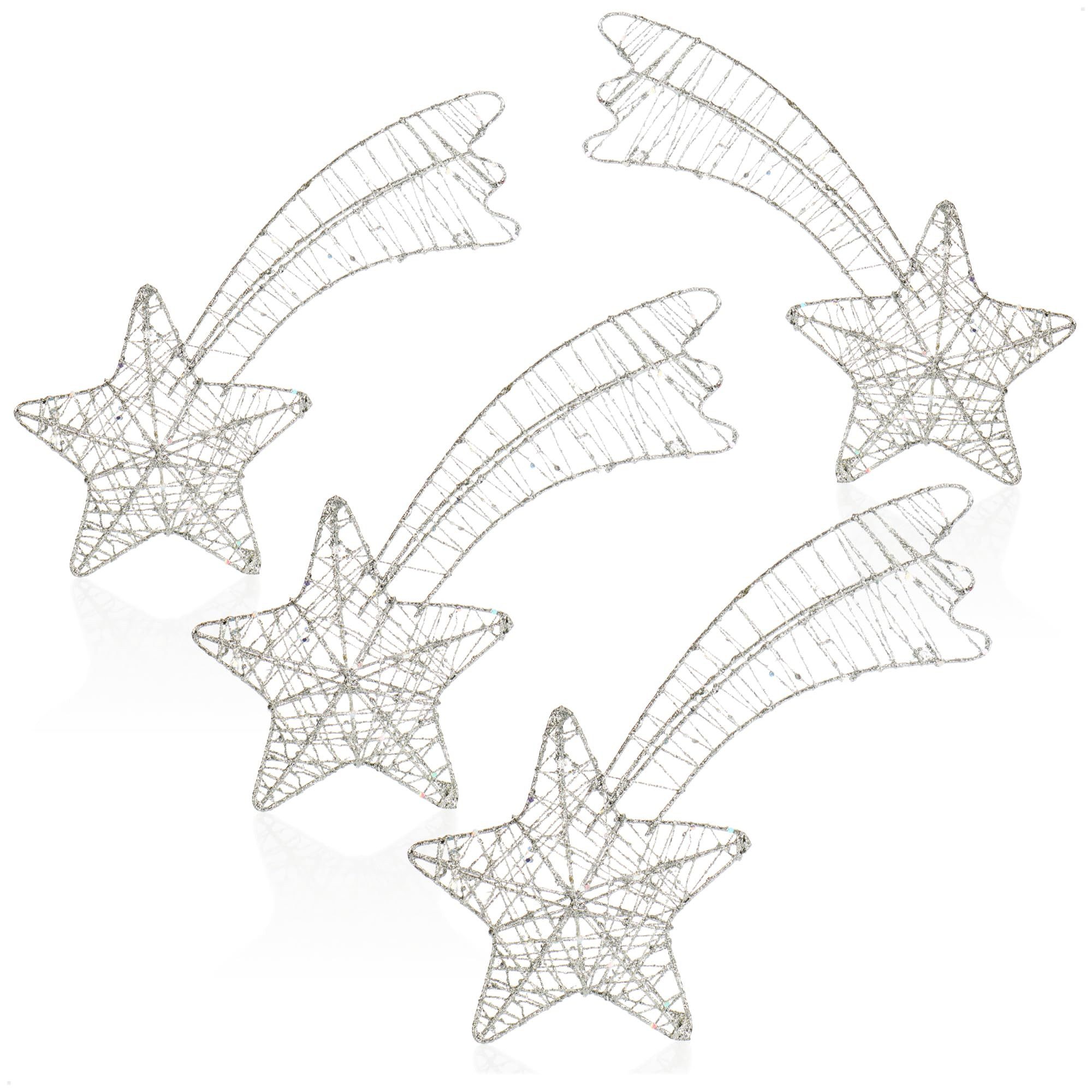 com-four Dekofigur Deko Sterne Weihnachten, Weihnachtsdekoration Stern aus Metall (4 St), Aufsteller Weihnachtsstern mit Glitzer