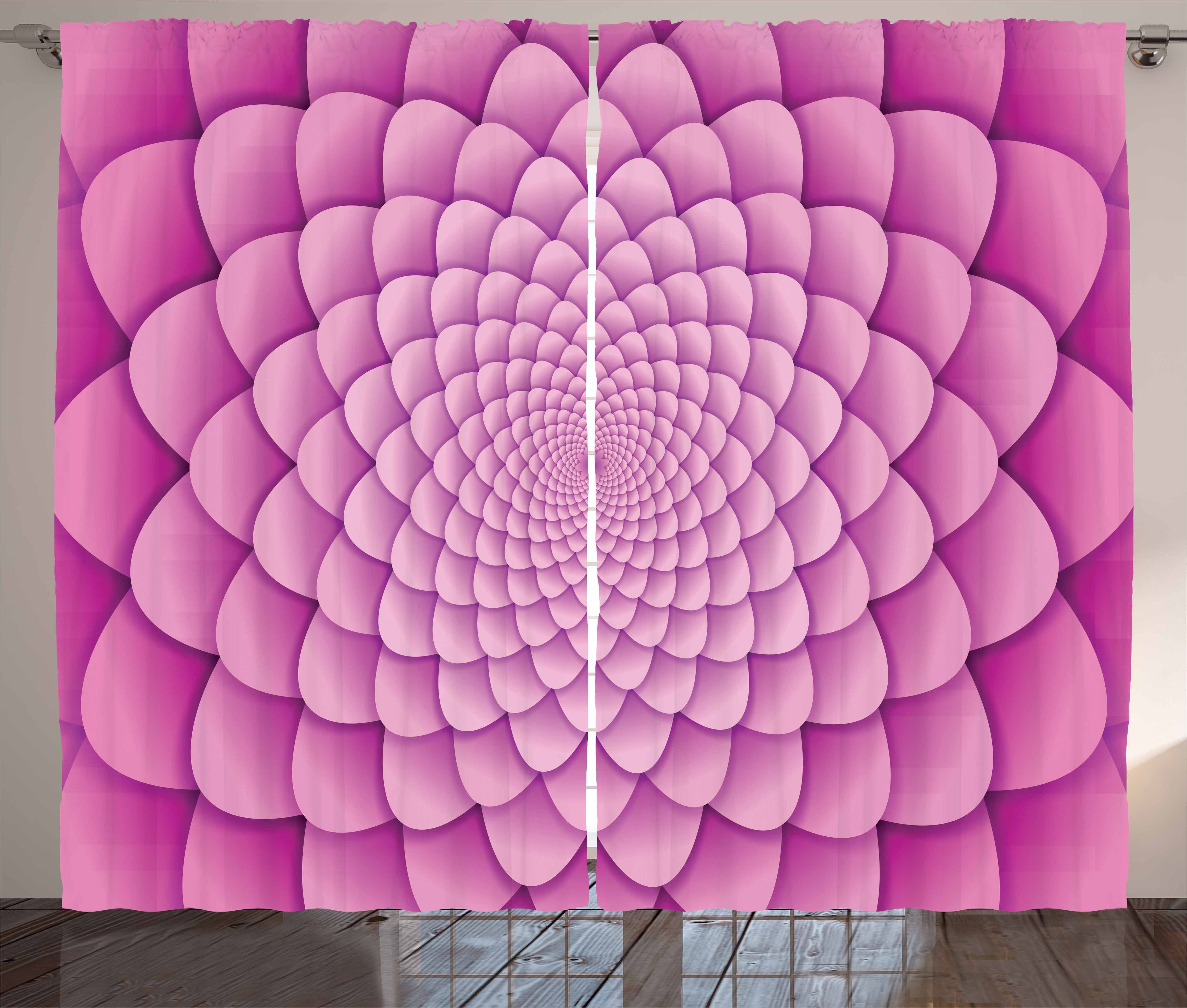 Gardine Schlafzimmer Kräuselband Vorhang mit Schlaufen und Haken, Abakuhaus, rosa Mandala Zusammenfassung Spiral Lotus