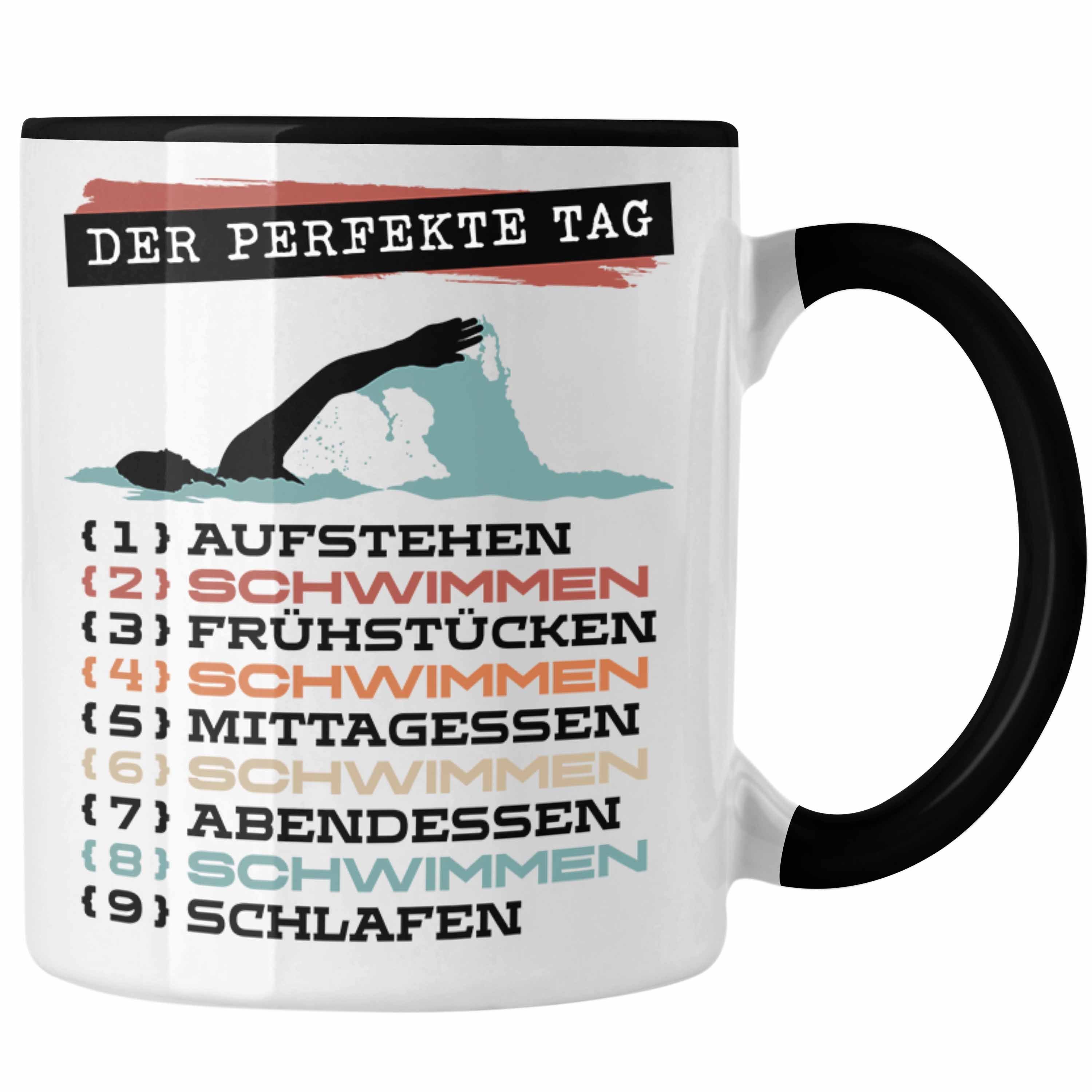 Trendation Tasse Trendation - Schwimmer Tasse Geschenk Becher Der Perfekte Tag Schwimme Schwarz