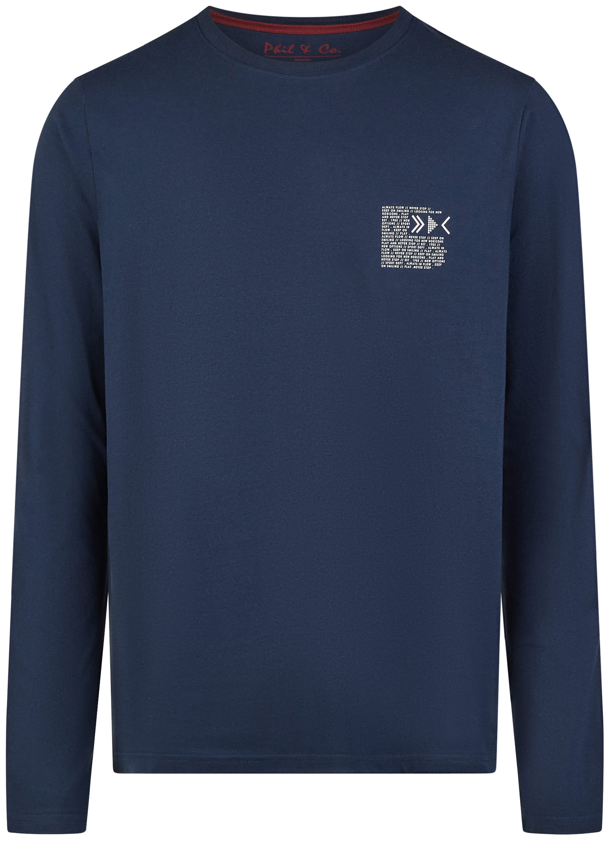 Phil & Co. Pyjamaoberteil Mix & Match (Packung, 1-tlg., 1-teilig) Herren Schlafanzugshirt Langarm Baumwolle Shirt