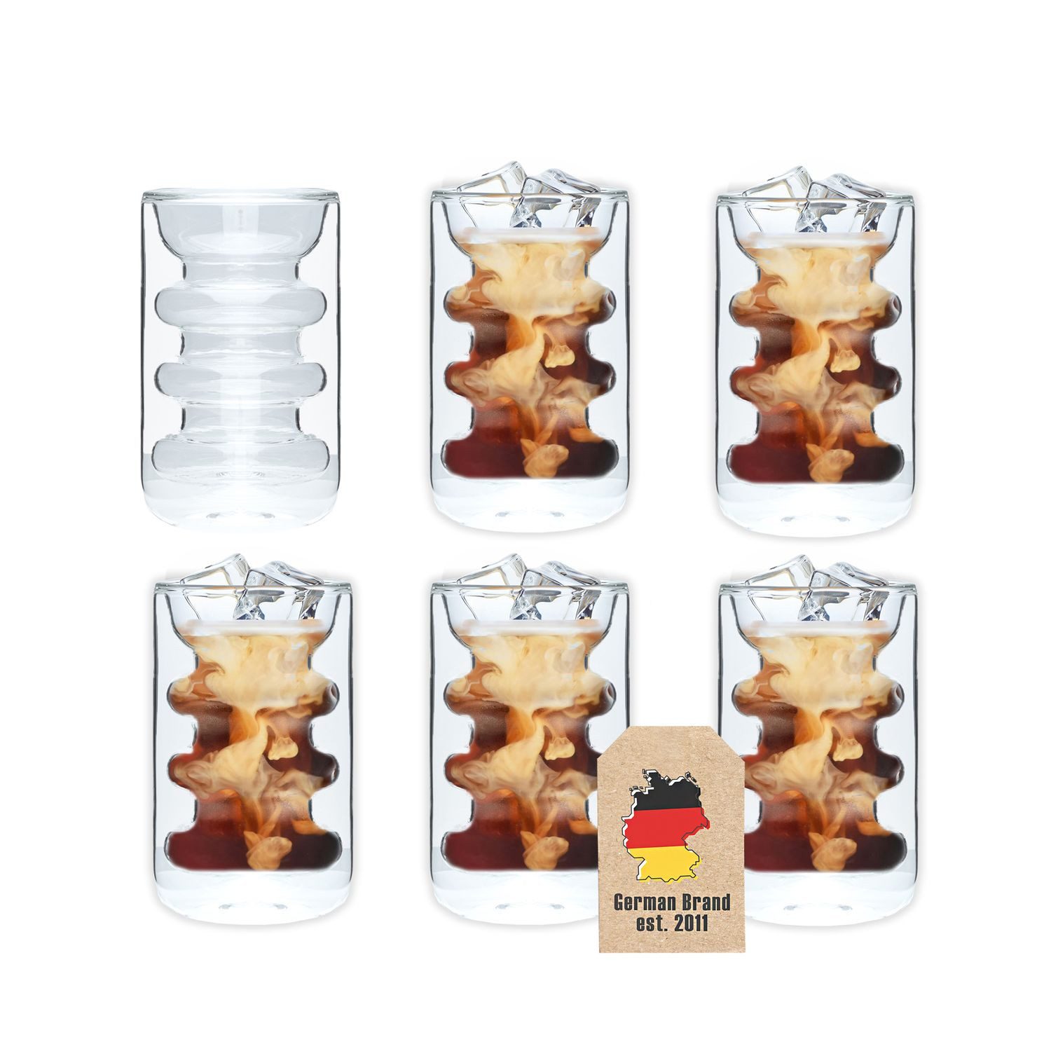 Intirilife Gläser-Set, 6-tlg., Glas, Doppelwandiges Teeglas Kaffeeglas Thermo Glas 190ml (6-tlg)