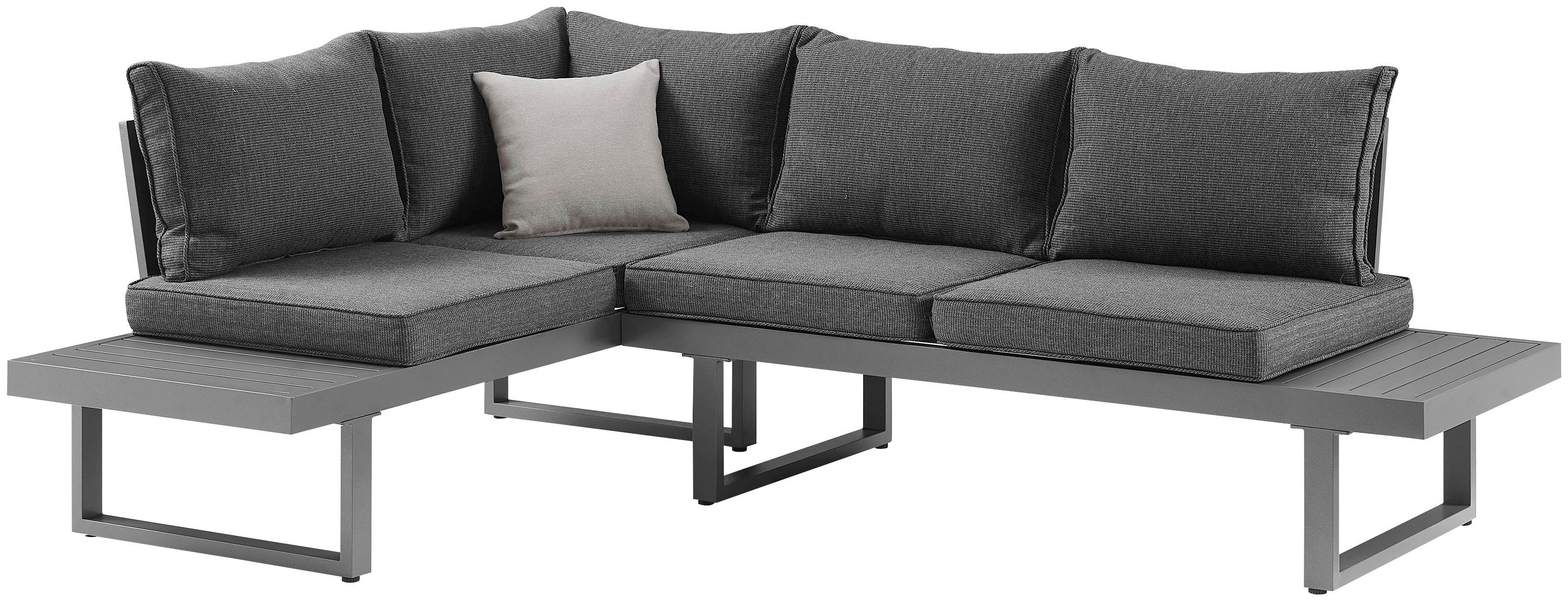 KONIFERA Gartenlounge-Set Hamburg, (Set, 14-tlg., Tisch:100x60x60/40cm,abnehmbare Rückenlehnen,individuell aufstellbar), höhenverstellbarer Tisch, inkl. Schutzhülle, Aluminiumgestell