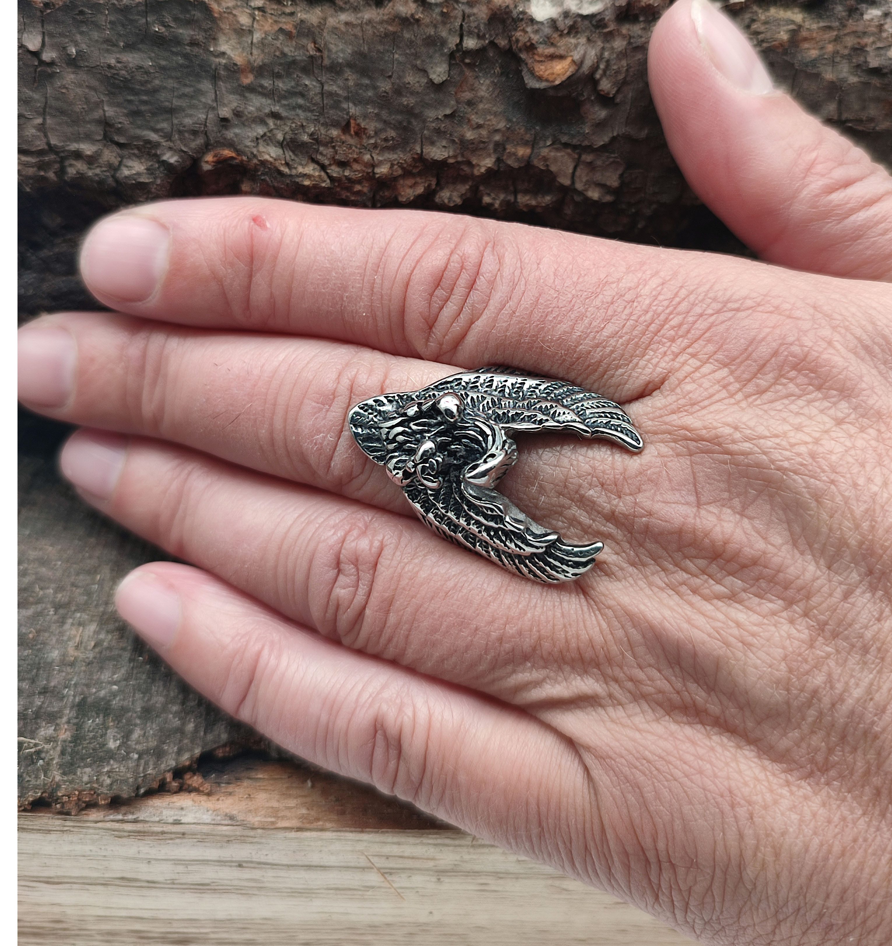 Kiss of Leather Fingerring RING ADLER, GR. 55-75 (EDAD) - EDELSTAHL