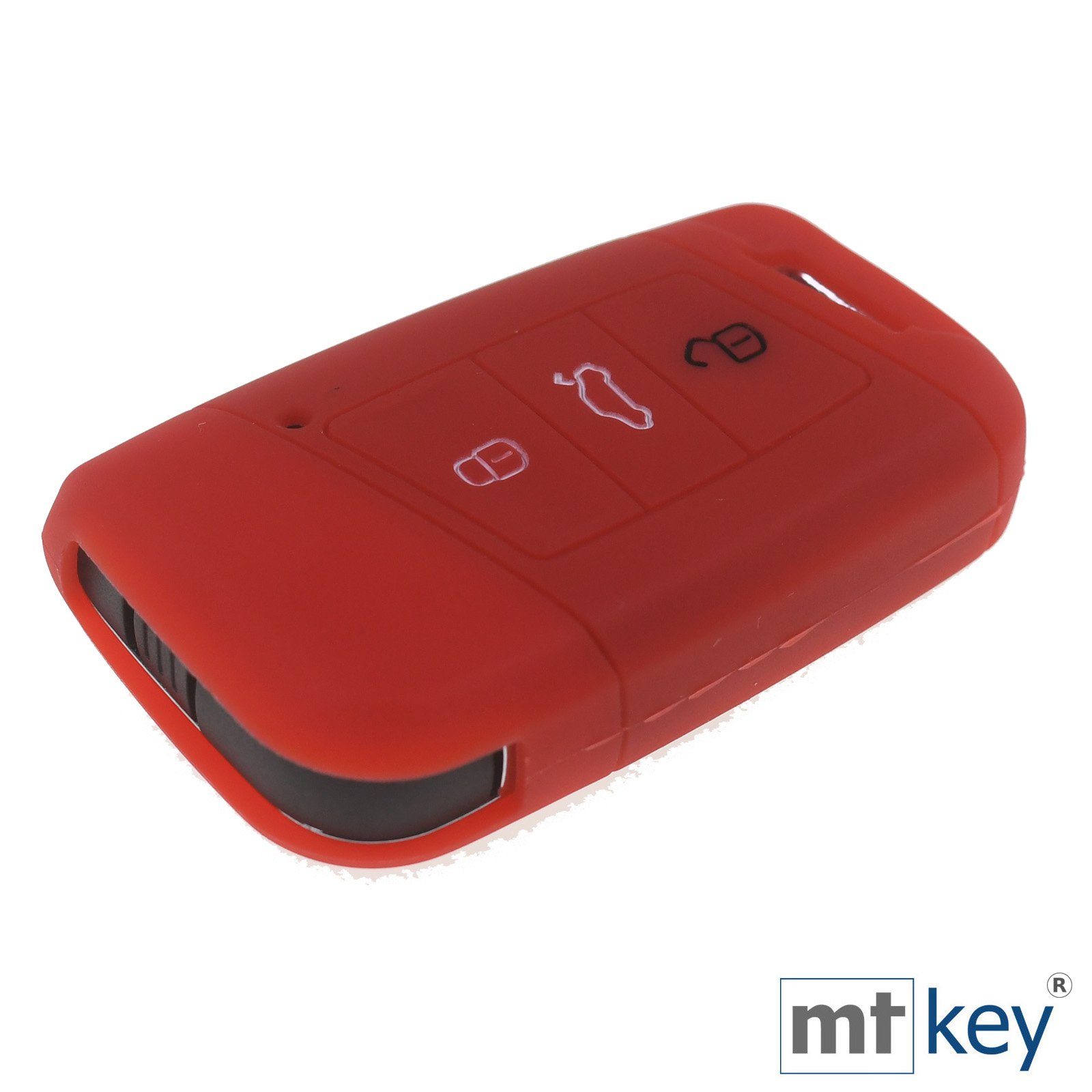 mt-key Silikon Skoda 3 Schlüsseltasche Passat Schutzhülle Arteon KEYLESS Tasten für Softcase Kodiaq Rot, VW SMARTKEY Autoschlüssel B8