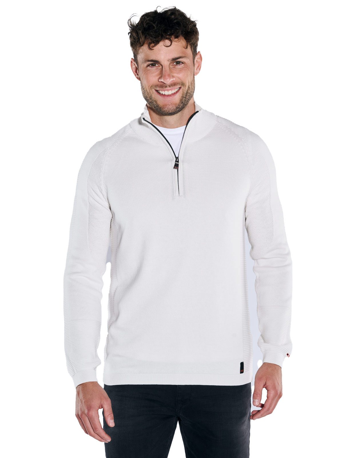 emilio adani Stehkragenpullover emilio adani Herren Пуловеры mit Troyerkragen, Naturweiss