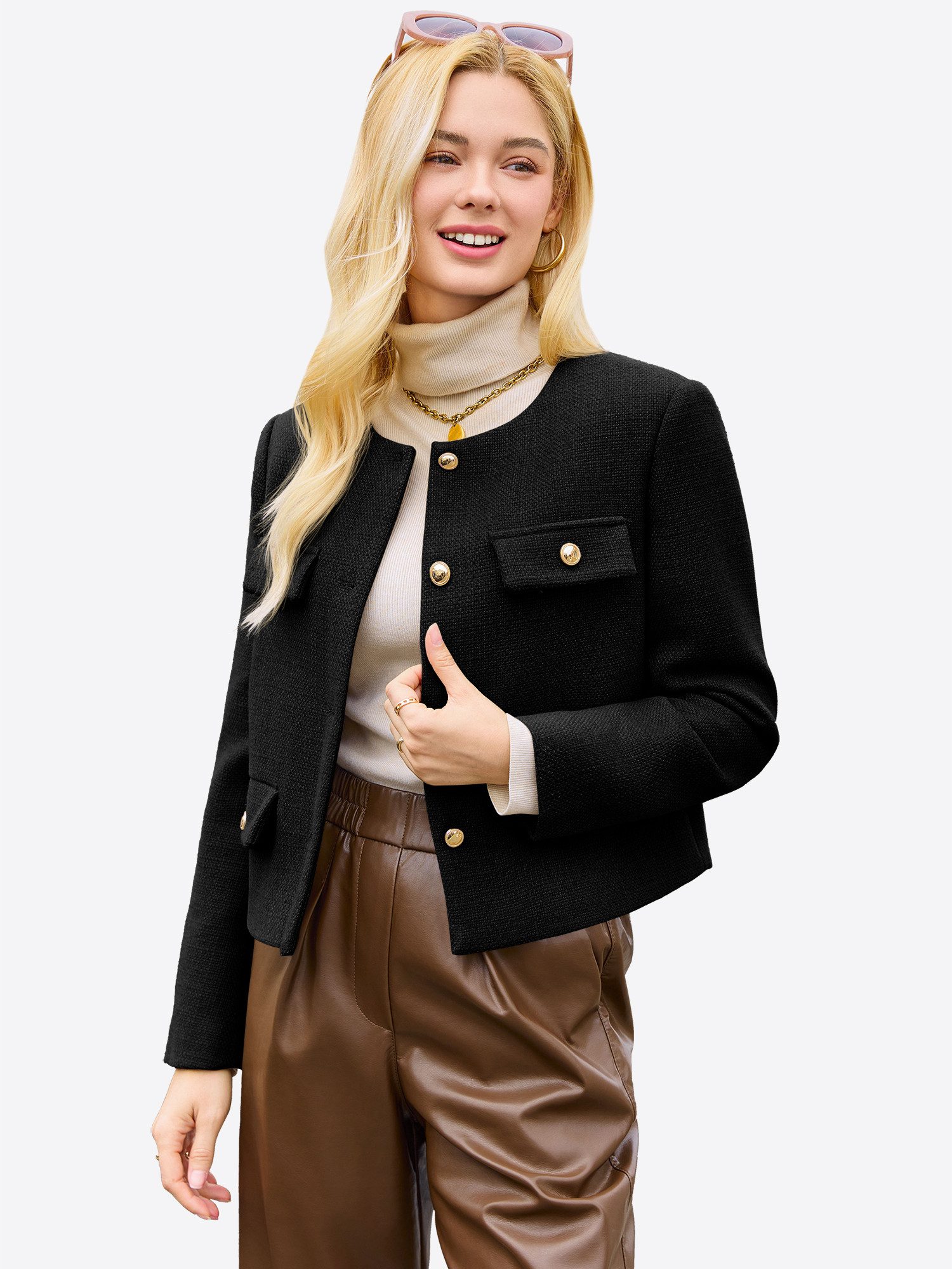 Imily Bela Kurzmantel Damen Button-Kurzjacke Coat (Packung, 1-tlg., 1per-Pa günstig online kaufen