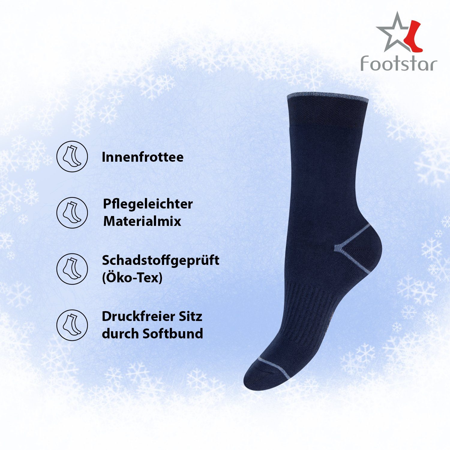 Footstar Thermosocken Thermo Winter Socken Vollfrottee (6 Paar) für Damen & Herren