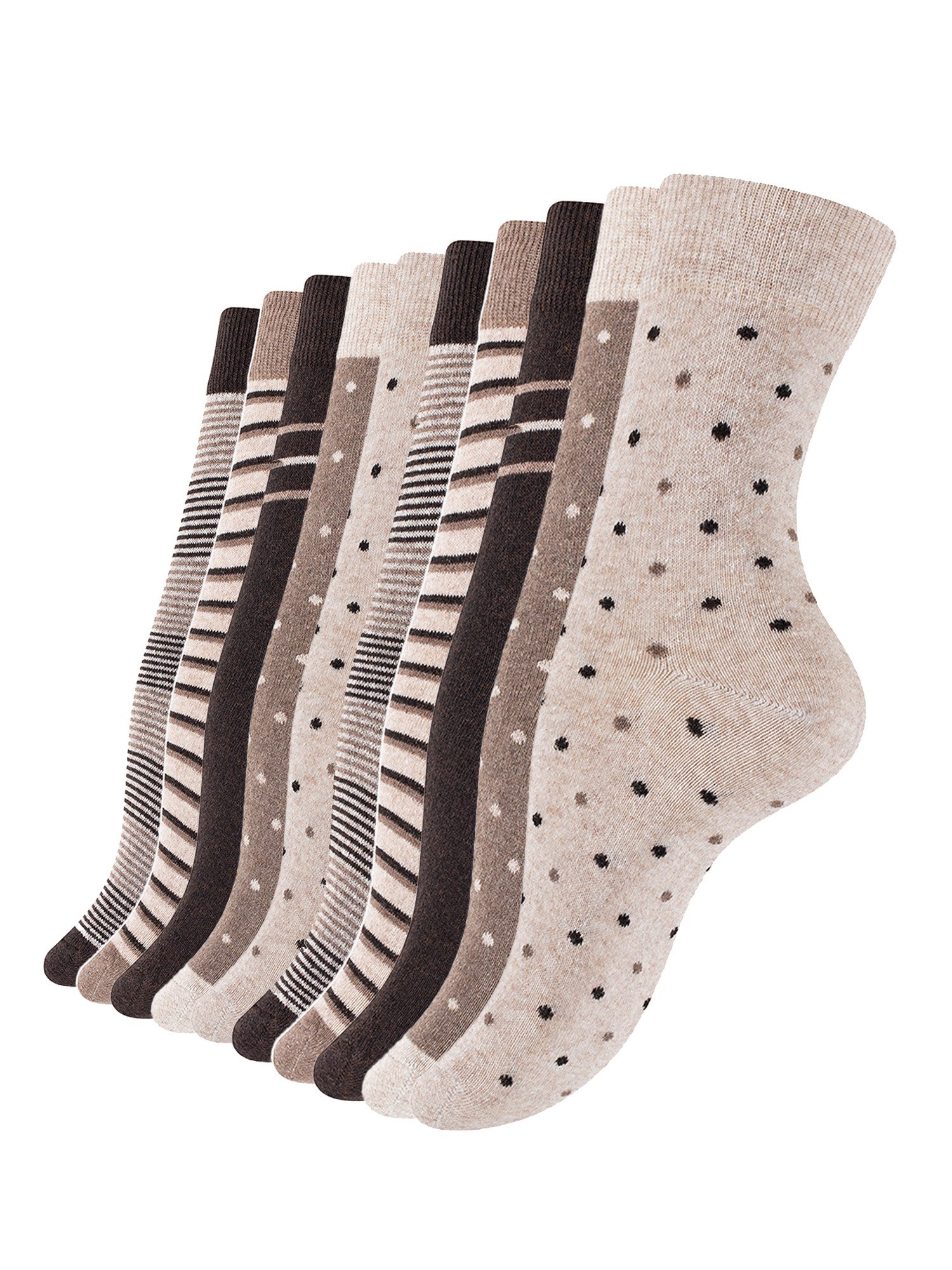 Vincent Creation® Socken Damen Socken Streifen & Punkte (10-Paar) in angenehmer Baumwollqualität