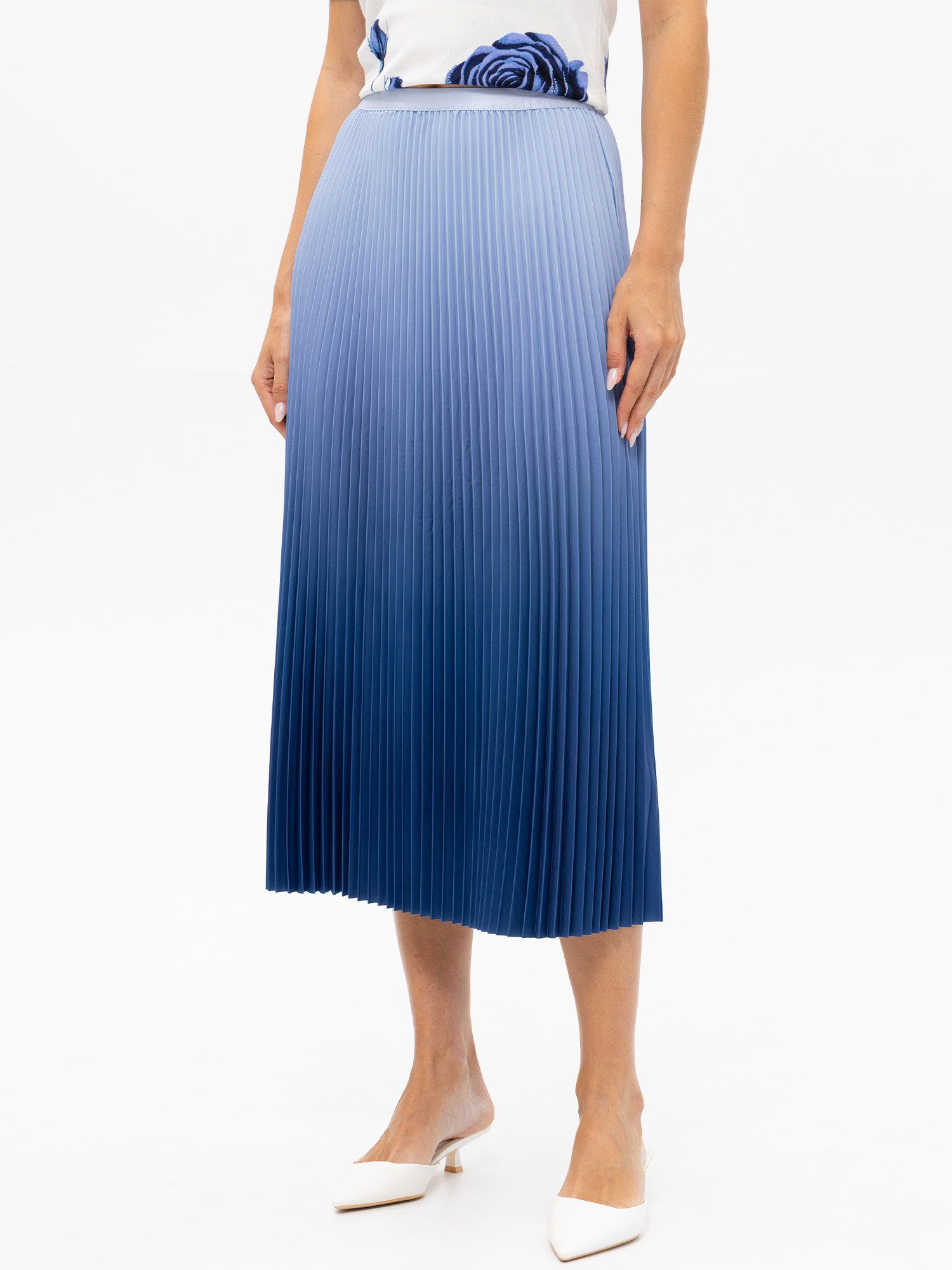 Passioni Plisseerock mit einem blauen Farbverlauf Blauer Plissé Rock günstig online kaufen