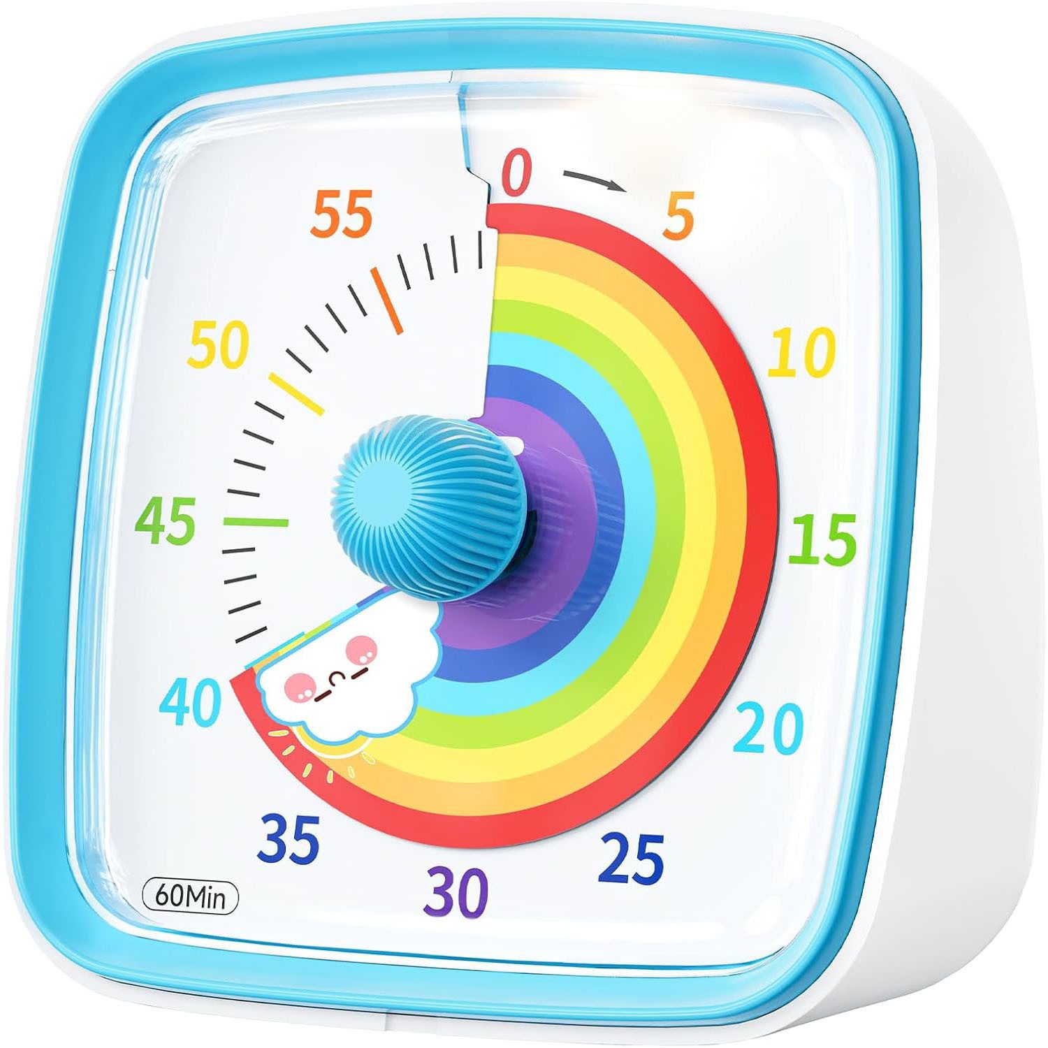 AIMAX Intervall-Timer Visueller Timer 60 Minuten Regenbogen Countdown Timer (für Kinder & Erwachsene Zeitmanagement Tool, mit Stummer Flash Funktion), für Klassenzimmer, Haus, Küche, Büro