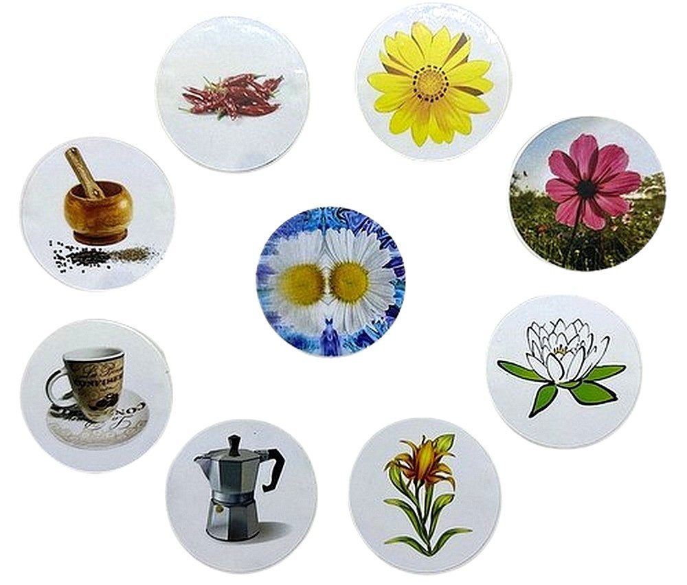 STECKEL Wanddekoobjekt 9 Stück DEKO-STECKEL® - DS-9777 Küche+Blumen - Steckdosen Abdeckung (Spar-Set, 9 St., 9er-Set), Macht jede Steckdose bunt und schützt sie gleichzeitig