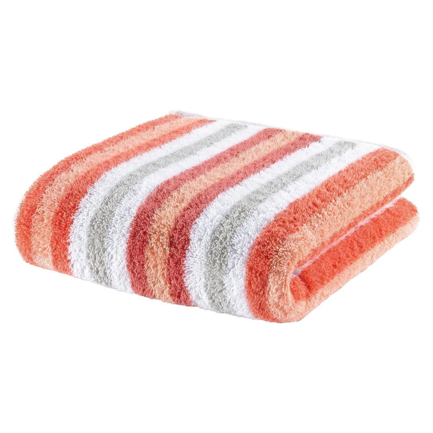Cawö Duschtuch JUCKS, B 70 cm, L 140 cm, Koralle, Weiß, Grau, (1-St), 100 % günstig online kaufen