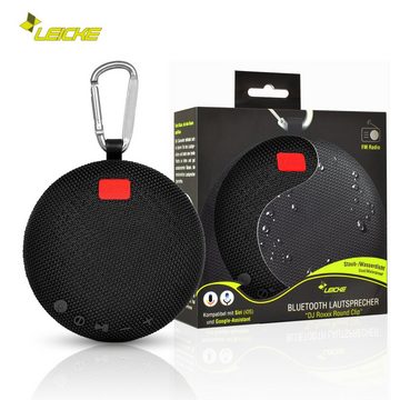 Leicke DJ Roxxx Round Clip Bluetooth-Lautsprecher (Bluetooth, 5 W, Karabiner, Gummigehäuse, NFC-Pairing, staub/wasserdicht)
