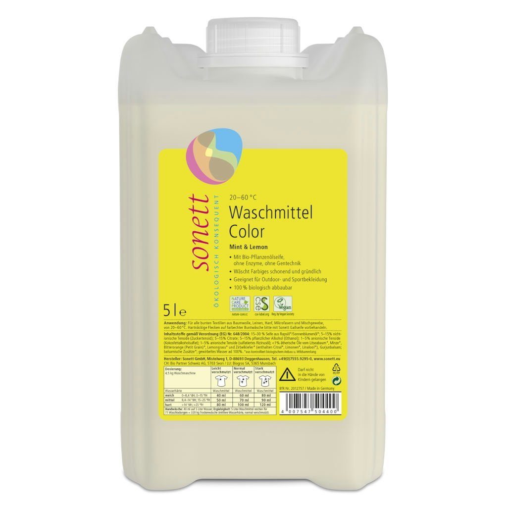 Sonett Waschmittel Color Mint u. Lemon 5 Liter Colorwaschmittel
